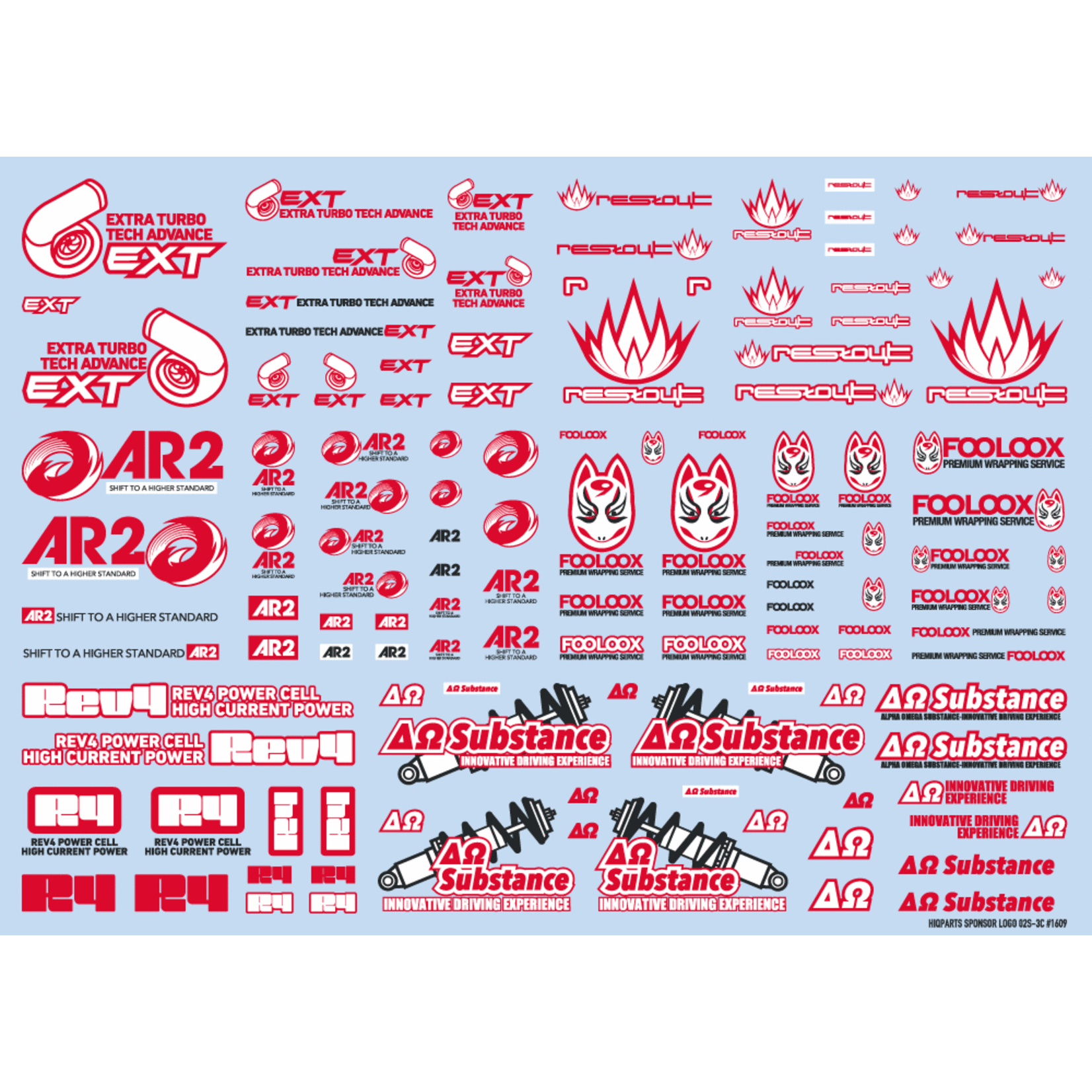 HiQ Parts Sponsor Logo Decal 02S Red / Dark Gray