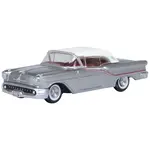 Oxford Diecast 87OC57003 HO 1957 Olds 88 Convertible - Gray/White/Red - Closed Top