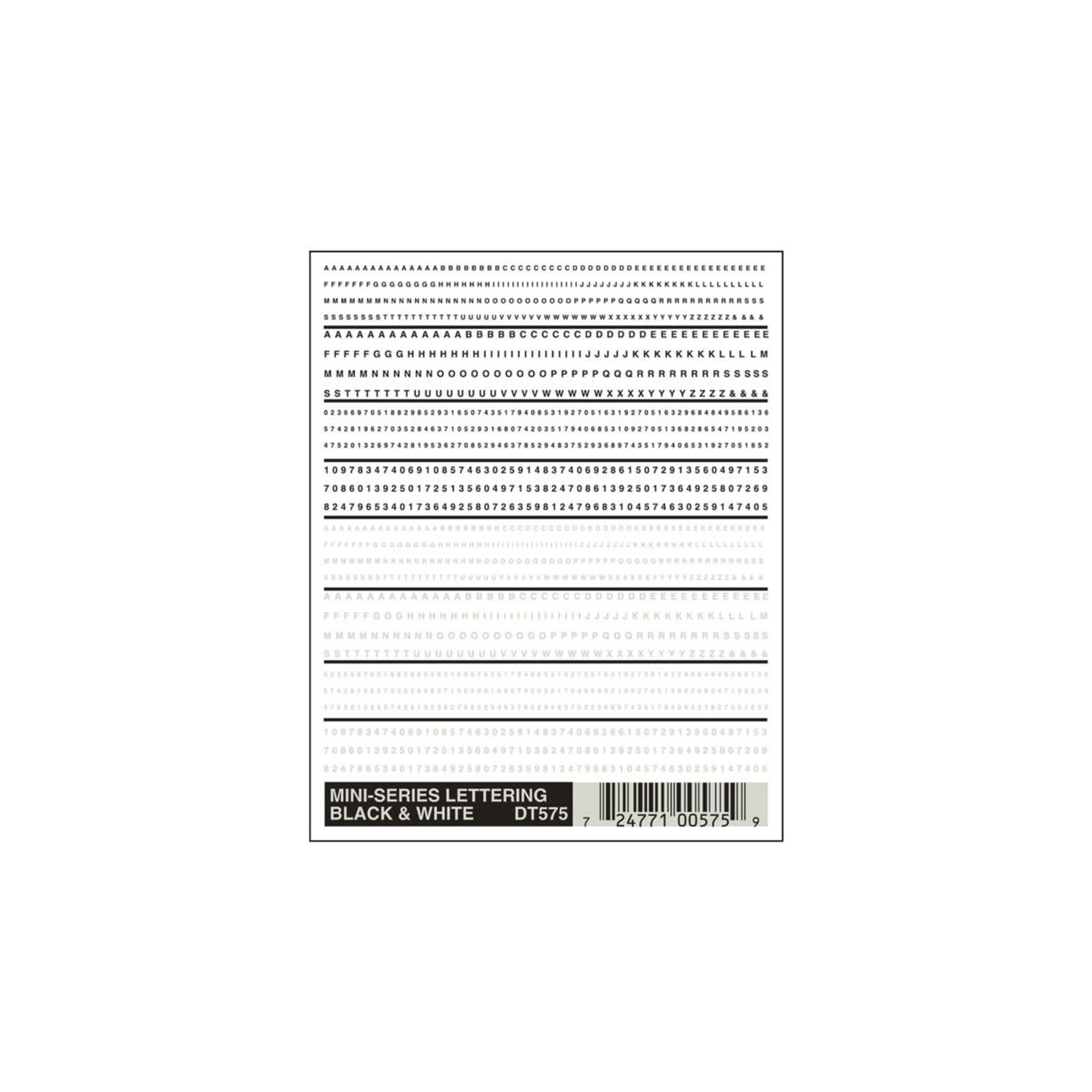 Woodland Scenics 575 Dry Transfer, Mini Series Lettering Black & White