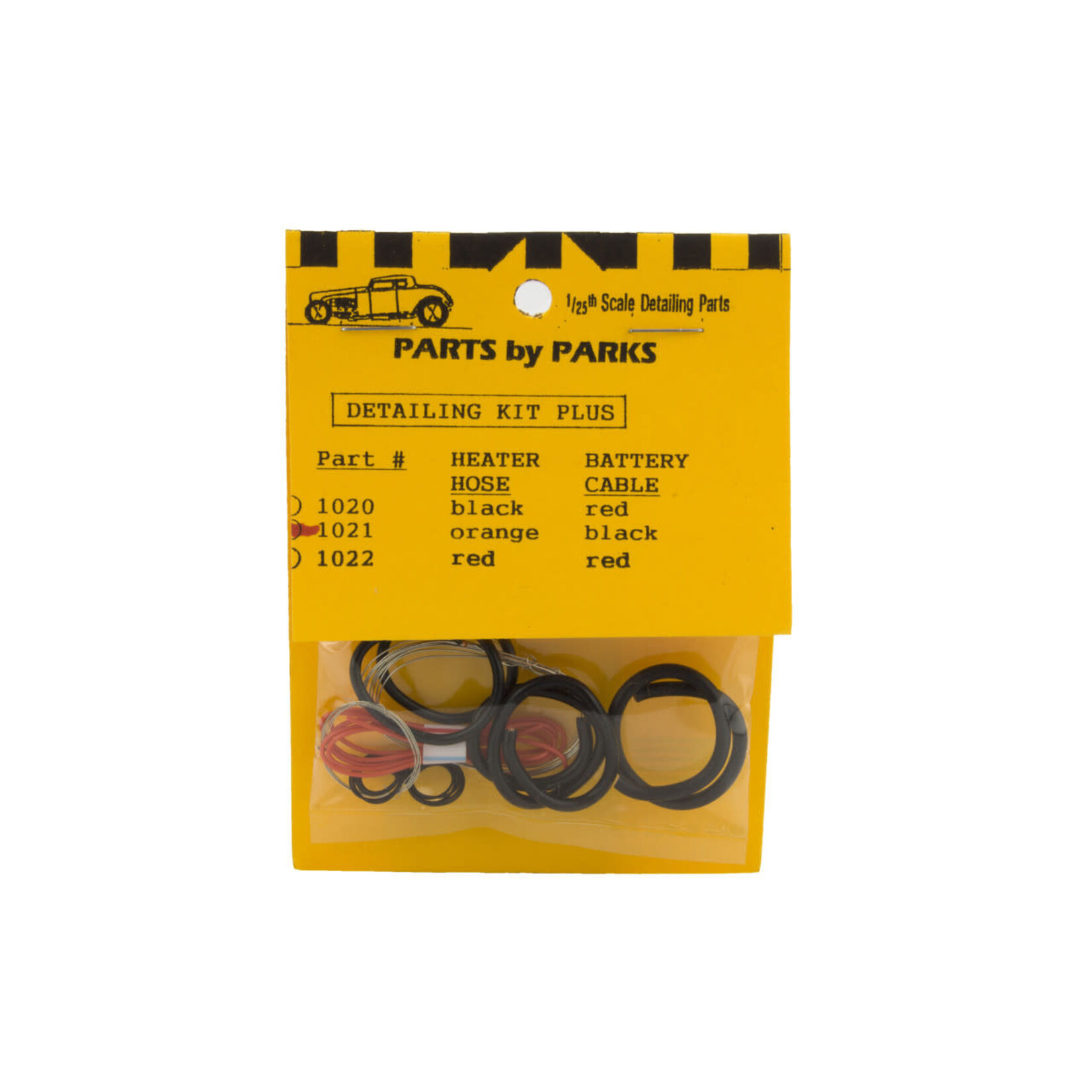 Parts by Parks 1021 1/24-1/25 Detail Set Plus 2: Radiator Hose, Orange Heater Hose, Black Battery Cable & Tinned Copper Wire for Brake/Fuel Lines & Carburetor Linkage
