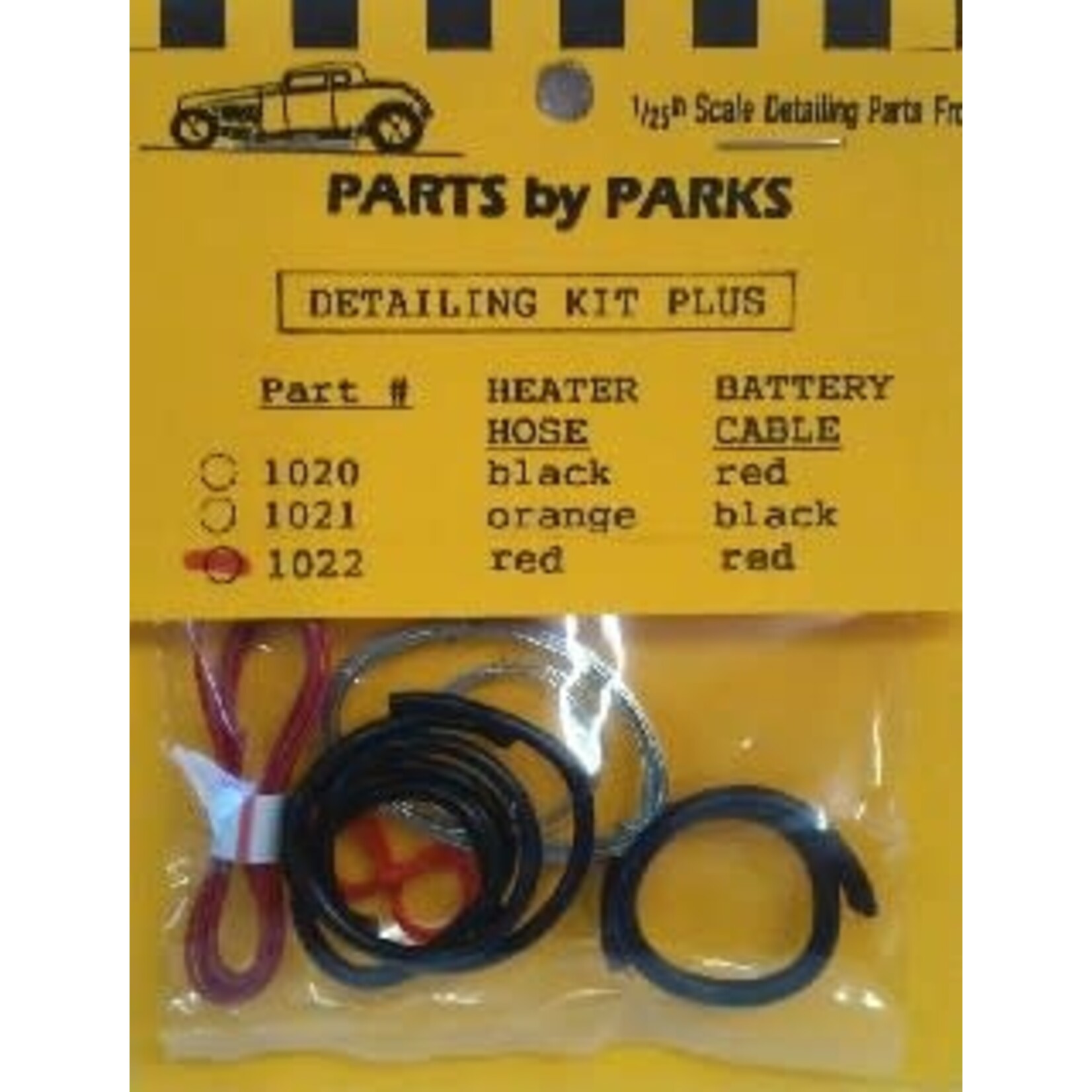 Parts by Parks 1022 1/24-1/25 Detail Set Plus 3: Radiator Hose, Red Heater Hose, Red Battery Cable & Tinned Copper Wire for Brake/Fuel Lines & Carburetor Linkage