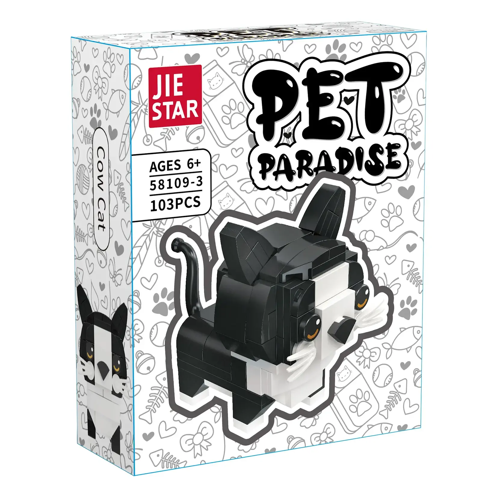 Jie Star 58109-3 Tuxedo Cow Brick Cat