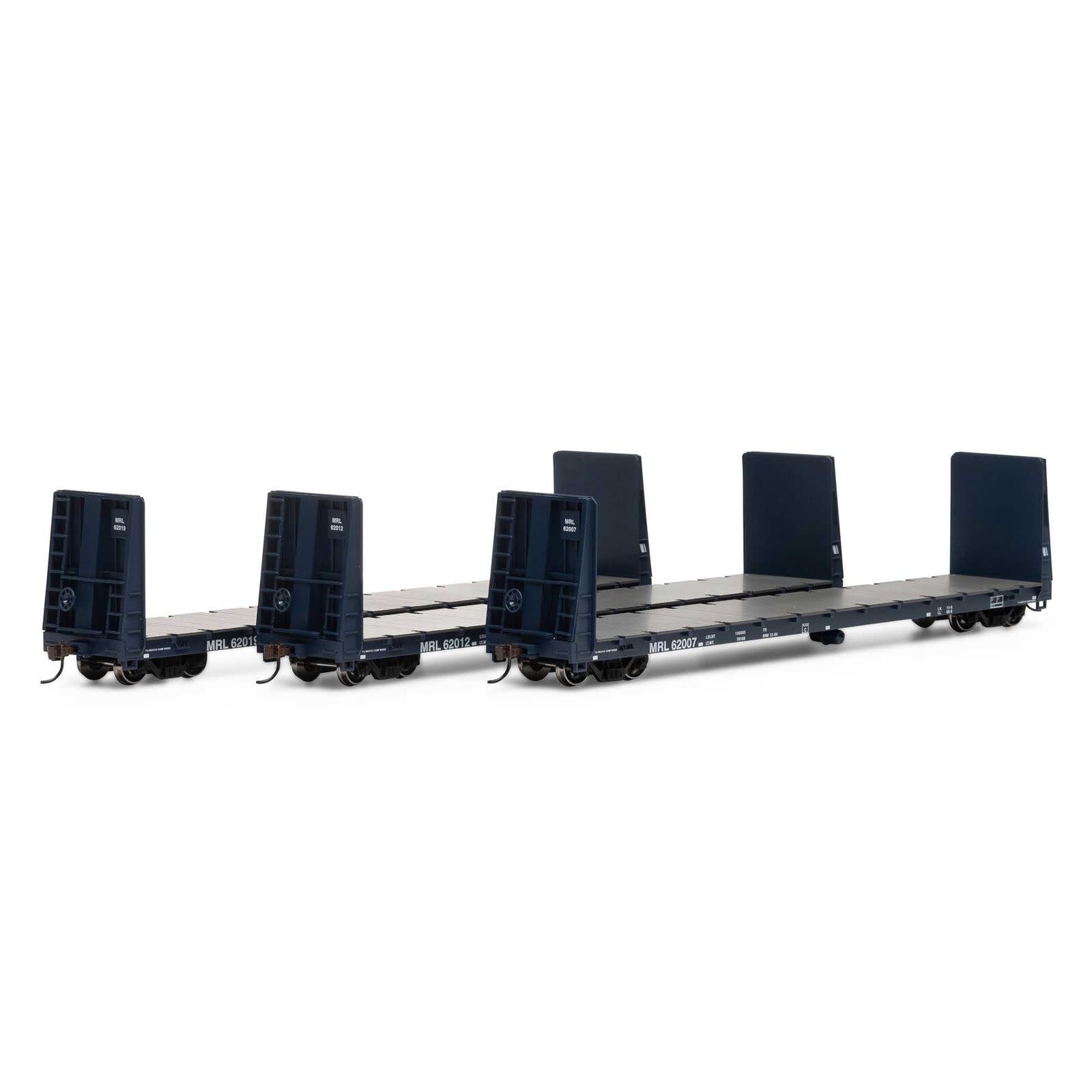 17226 HO 60' Bulkhead Flat MRL - 3 Pack 62007, 62012, 62019