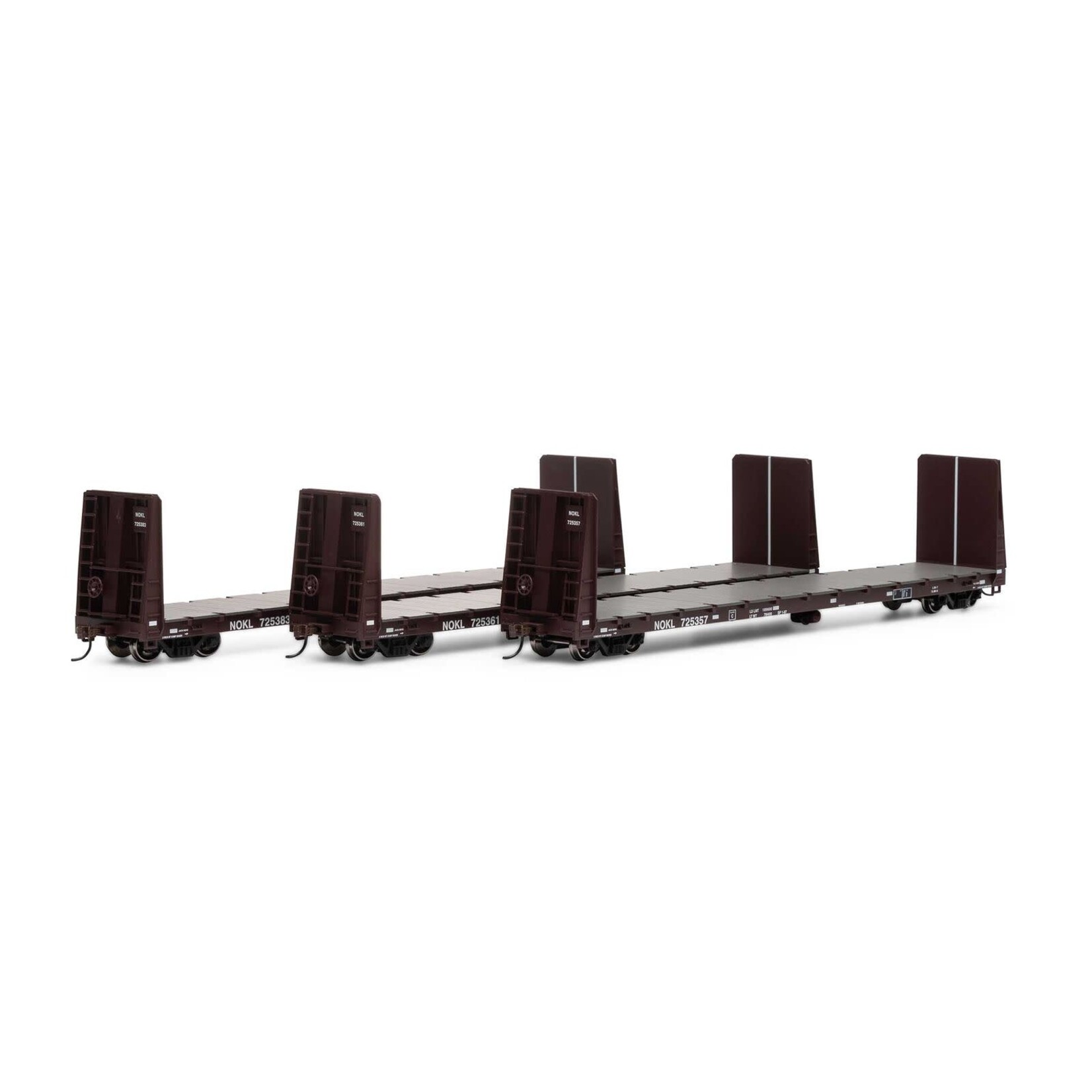 Athearn 17229 HO 60' Bulkhead Flat NOKL - 3 Pack 725357, 725361, 725383