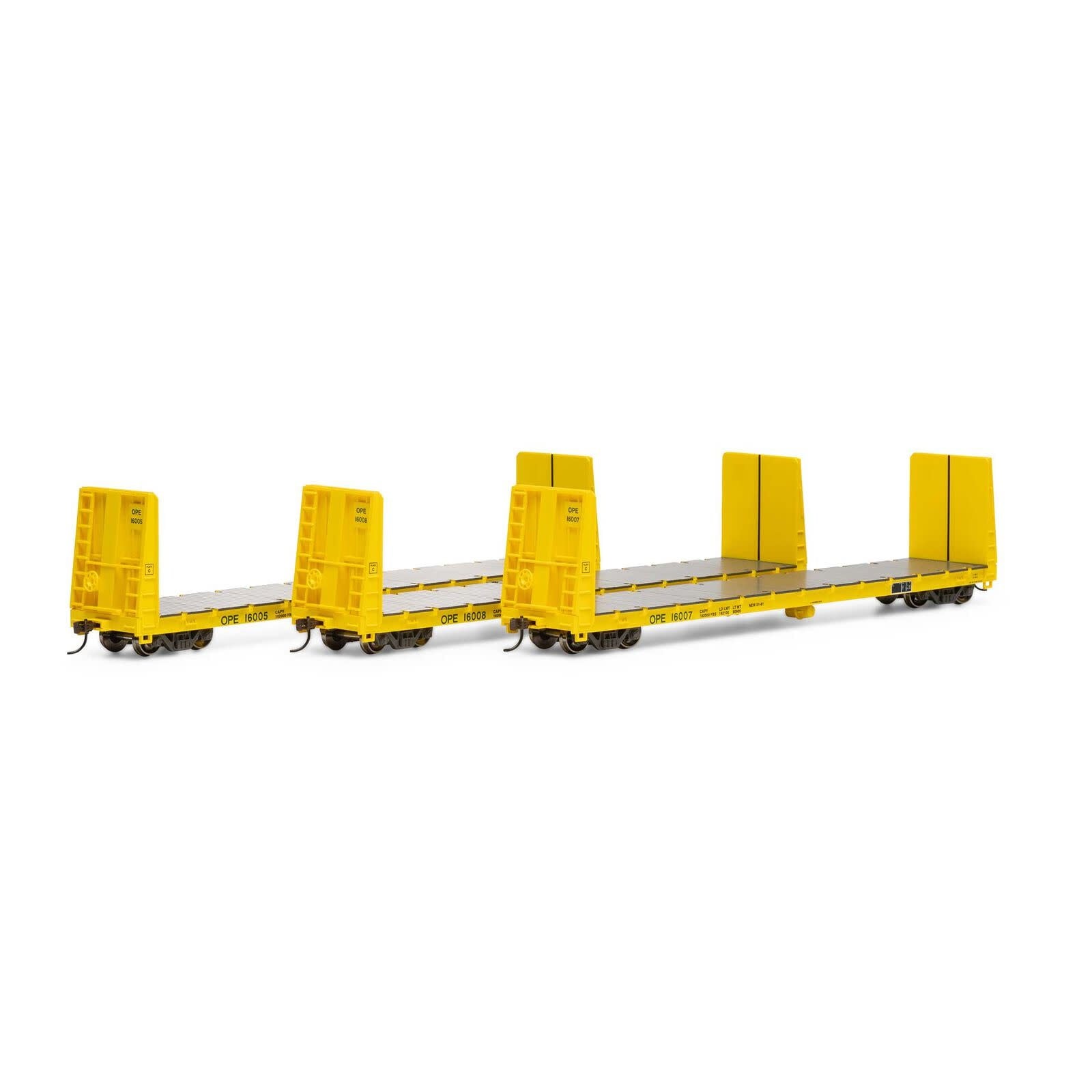 17232 HO 60' Bulkhead Flat OP&E - 3 Pack 16005, 16007, 16008