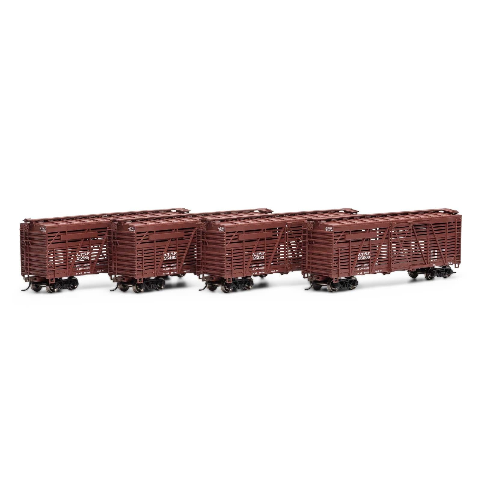 75991 HO 40' Stock Car ATSF #1 - 4 Pack