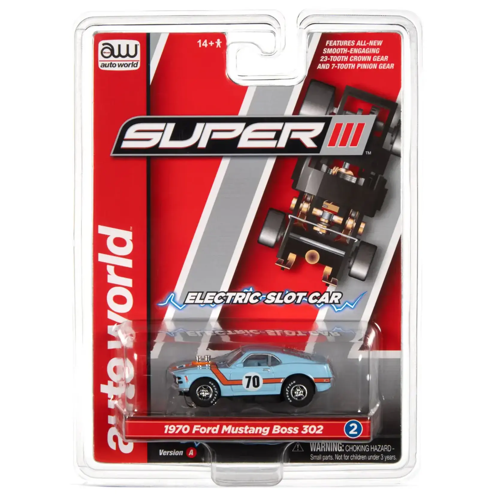 Auto World SC383 Super III 1970 Ford Mustang Boss 302 Gulf Blue