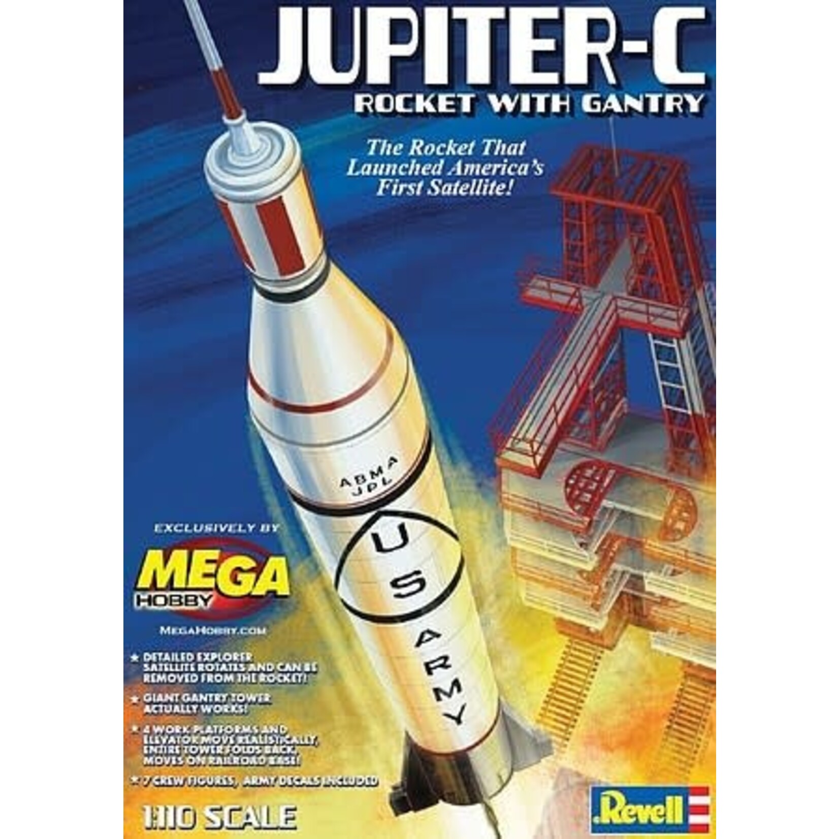 Revell 3706 1/110 Jupiter-C Rocket w/ Gantry Tower & Crew