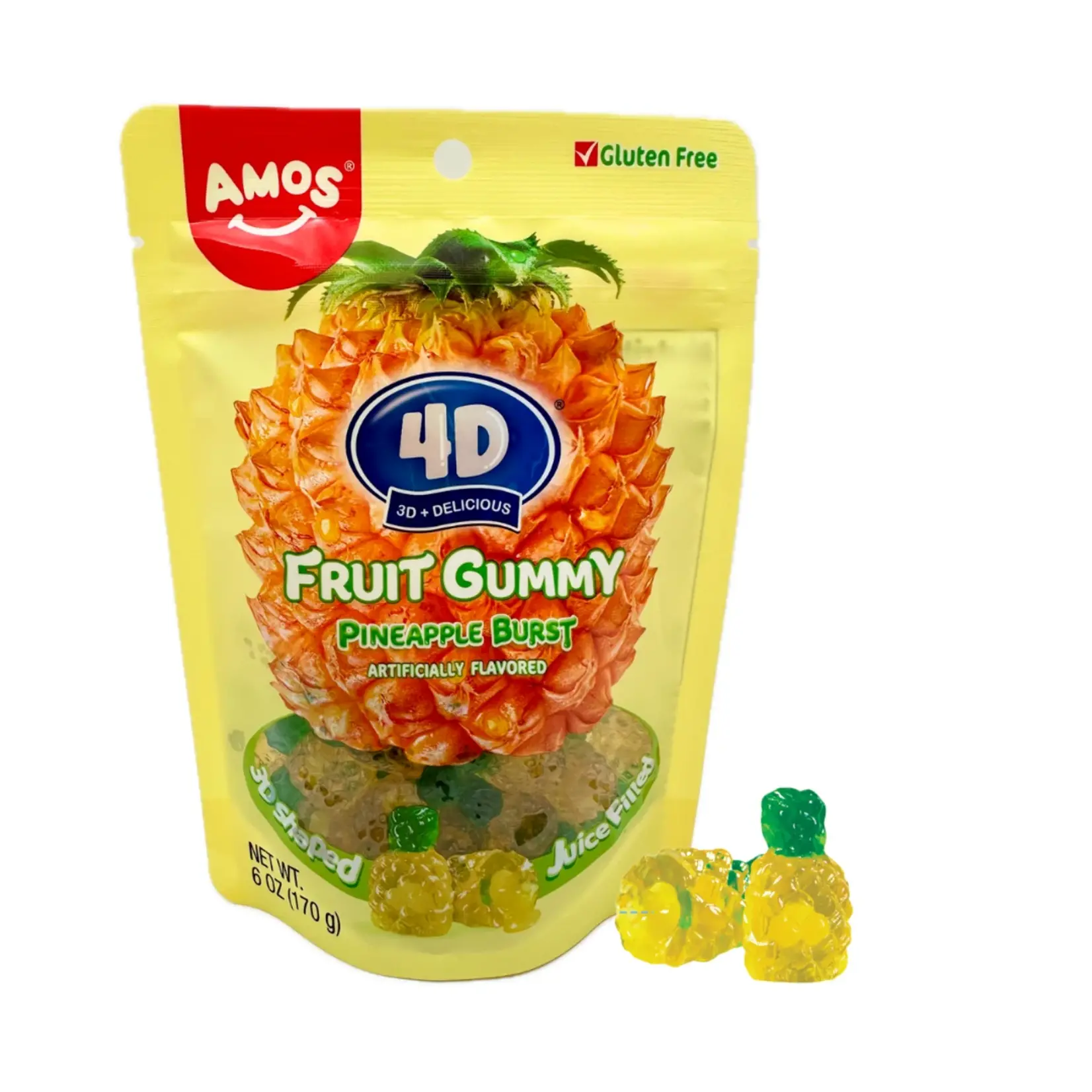Amos 4D Pineapple Fruit Gummy 6oz