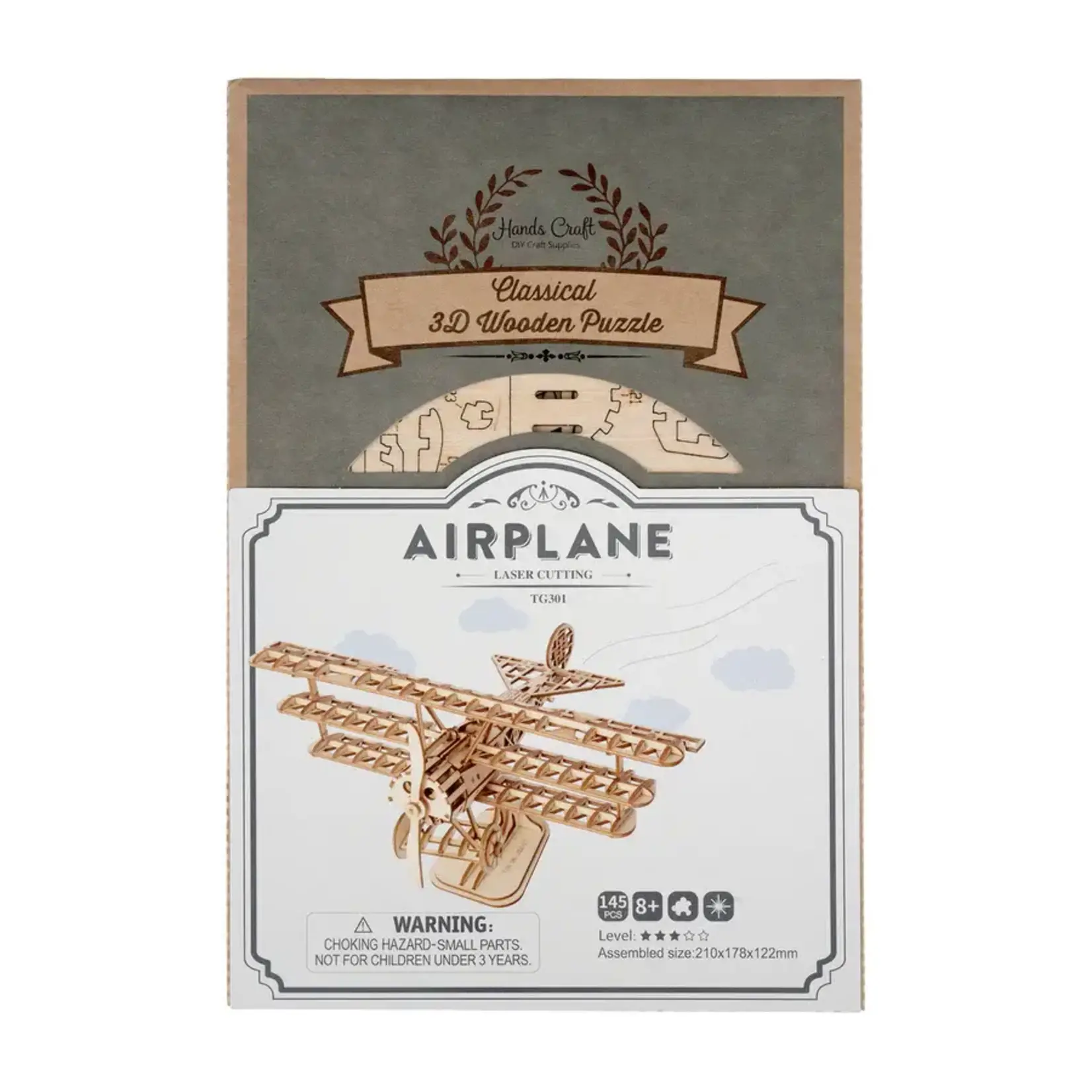 Hands Craft 3D Laser Cut Wooden Puzzle: Airplane