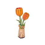 Hands Craft Orange Tulip Wooden Flower Puzzle
