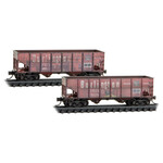 Micro Trains Line 98305089 2-Bay Hoppers Weathered CB&Q 2pk