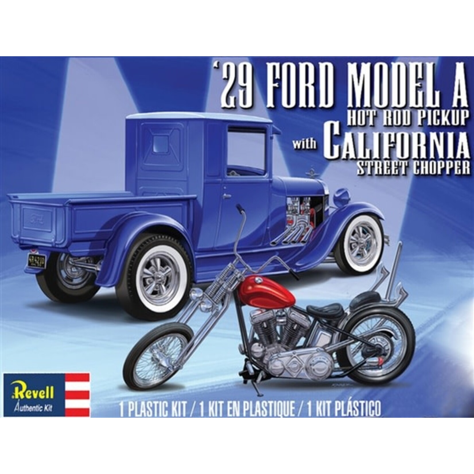 Revell 14565 1/25 1929 Ford Model A Hot Rod Pickup Truck w/ California Street Chopper