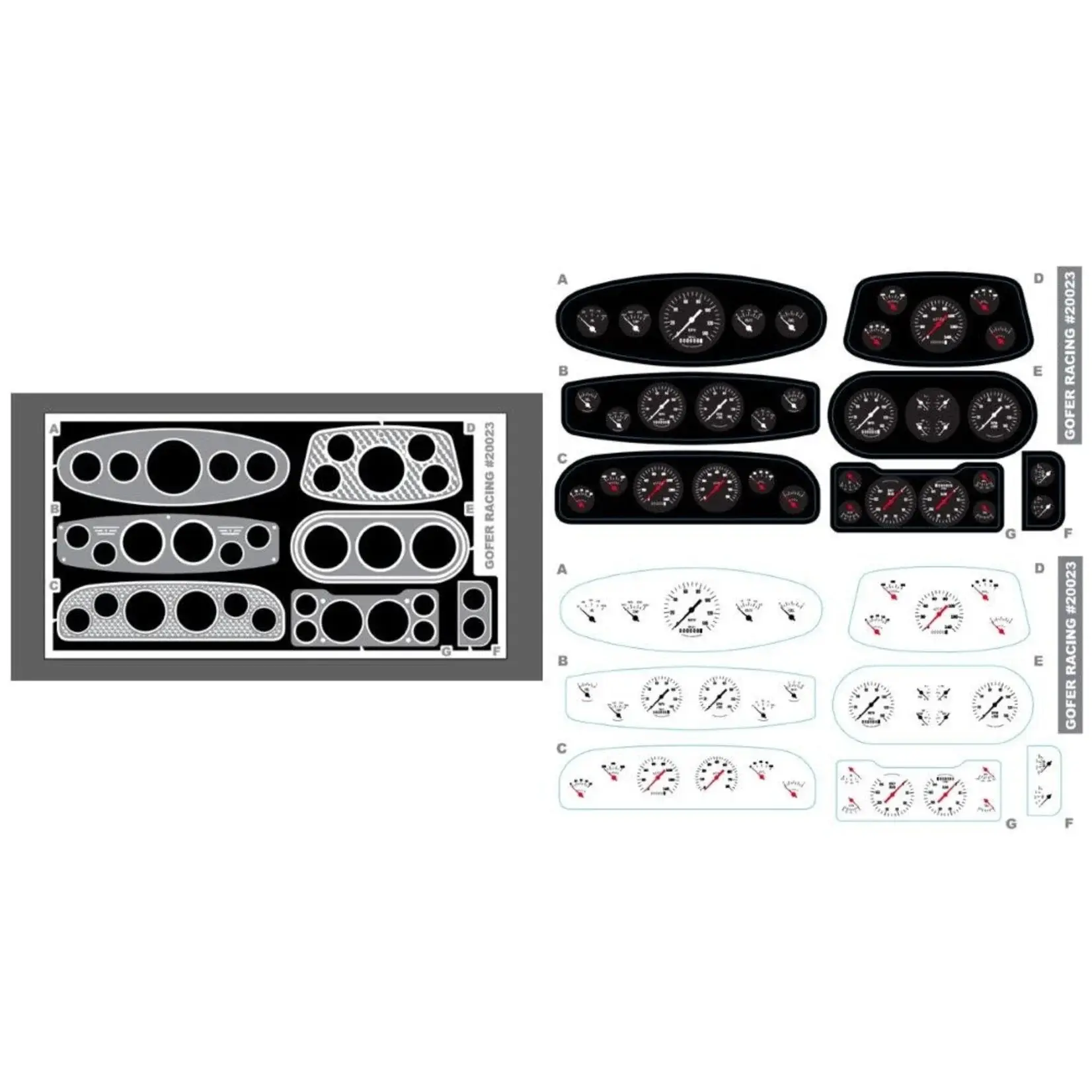 20023 1/24-/125 Custom Instrument Panel w/ Black & White Gauges