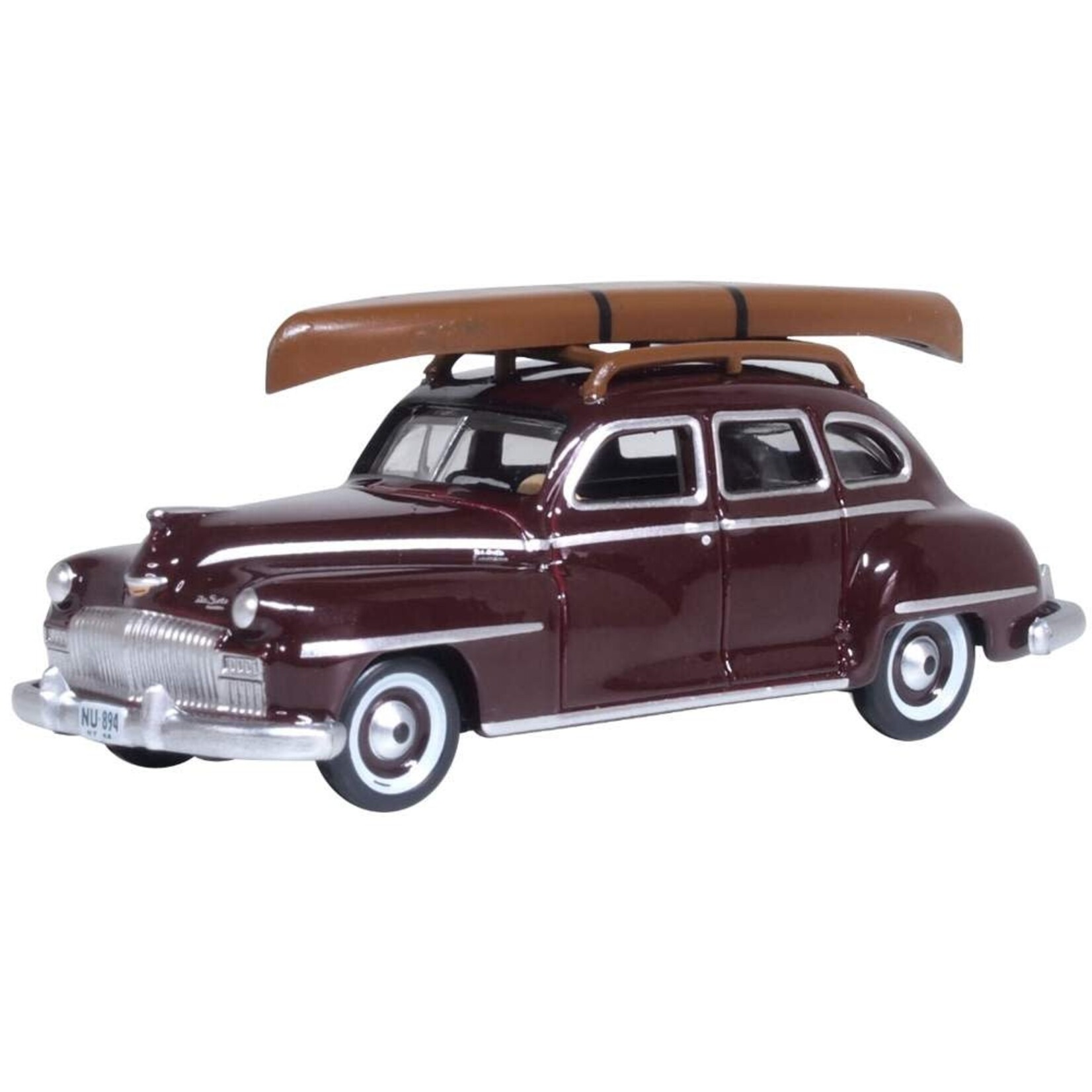 Oxford Diecast 87DS46007 HO DeSoto Suburban 1946-48 - Royal Maroon with Canoe