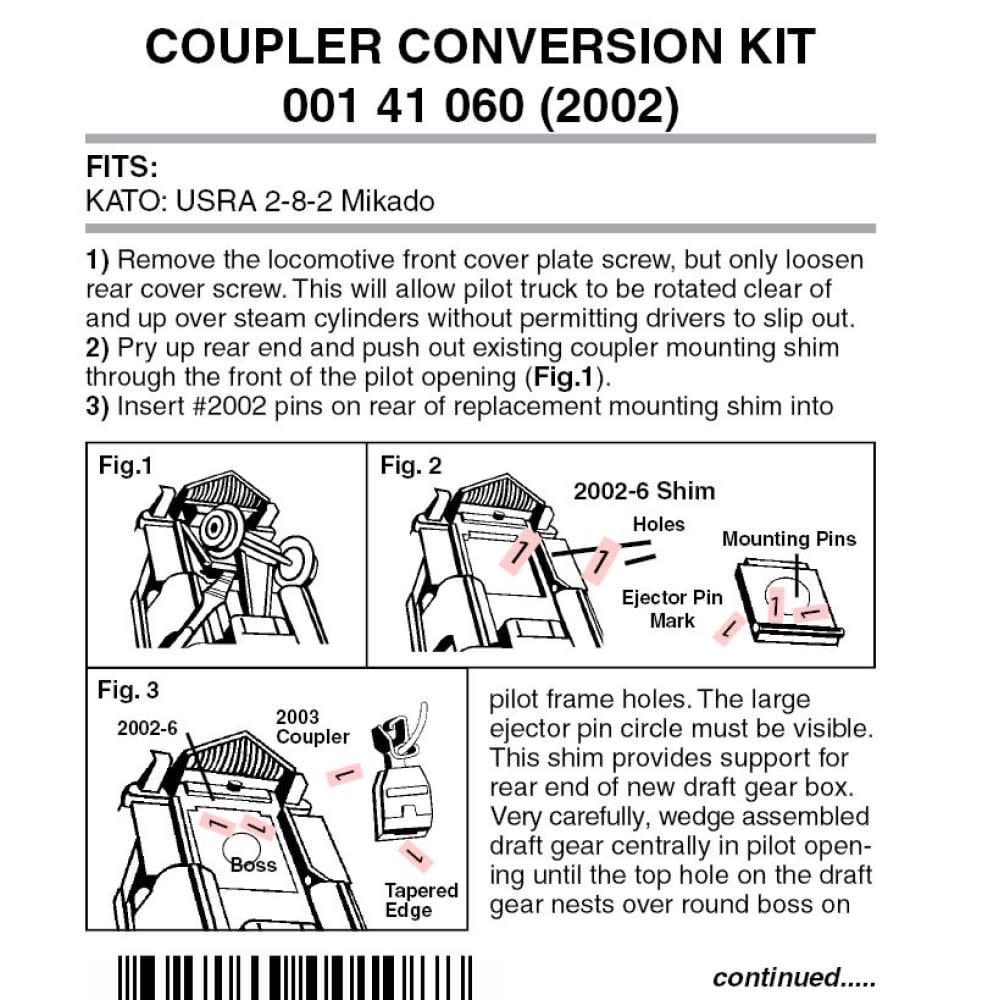 00141060 N Coupler Conversion Kit - Kato USRA 2-8-2 Mikado