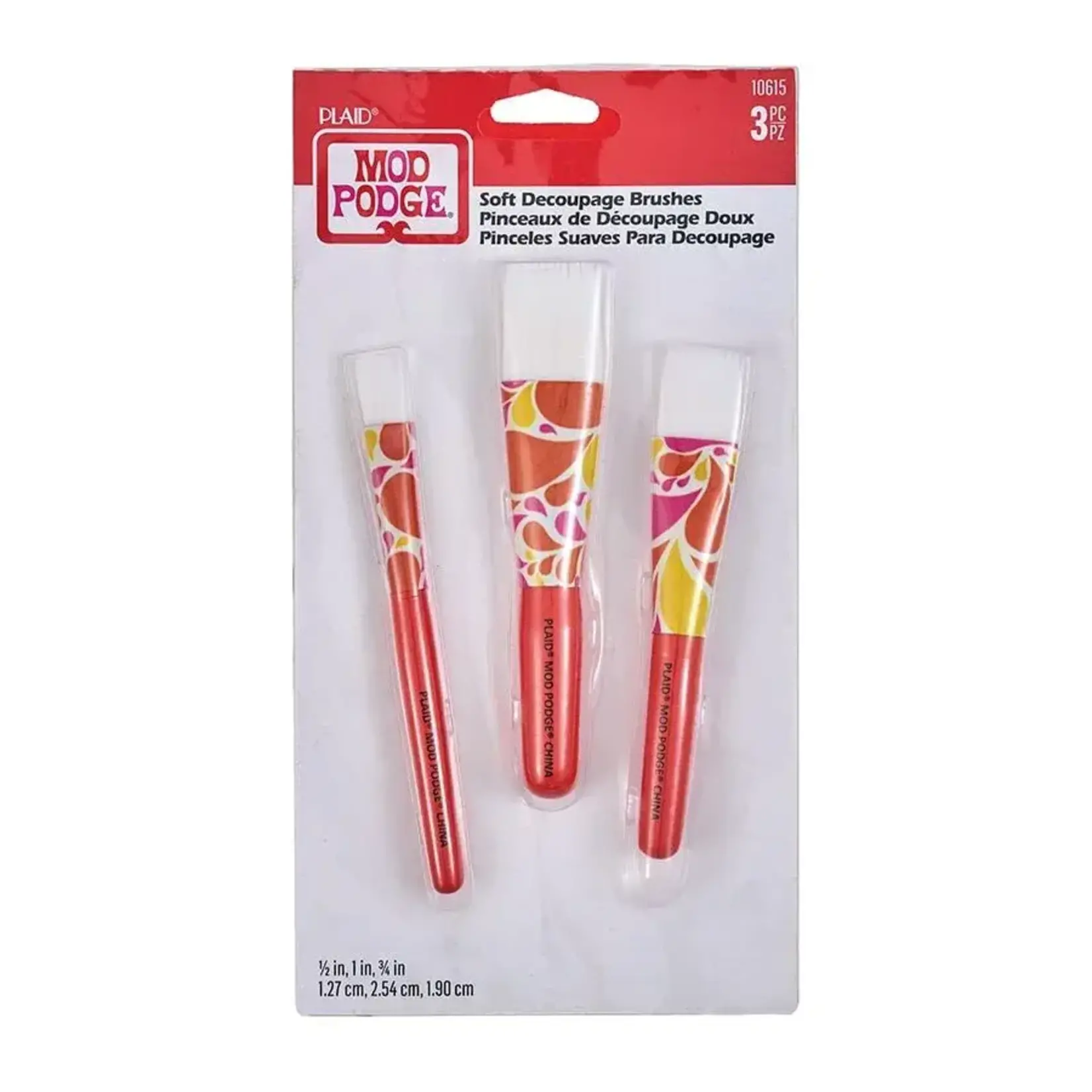 Plaid Crafts 10615 Mod Podge Soft Decoupage Brush Set - 3 Piece