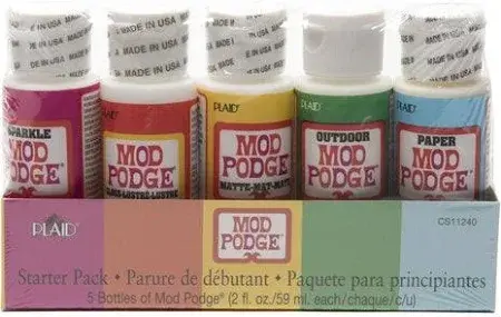 11240 Mod Podge 5 Piece Set 2oz Sparkle, Gloss, Matte, Outdoor, Paper