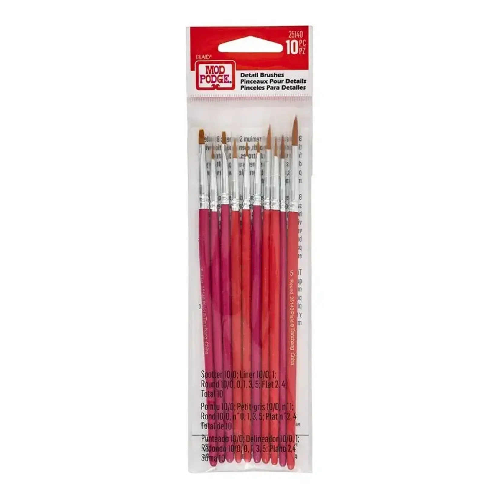 Plaid Crafts 25140 Mod Podge Detail Brush Set 10 Piece