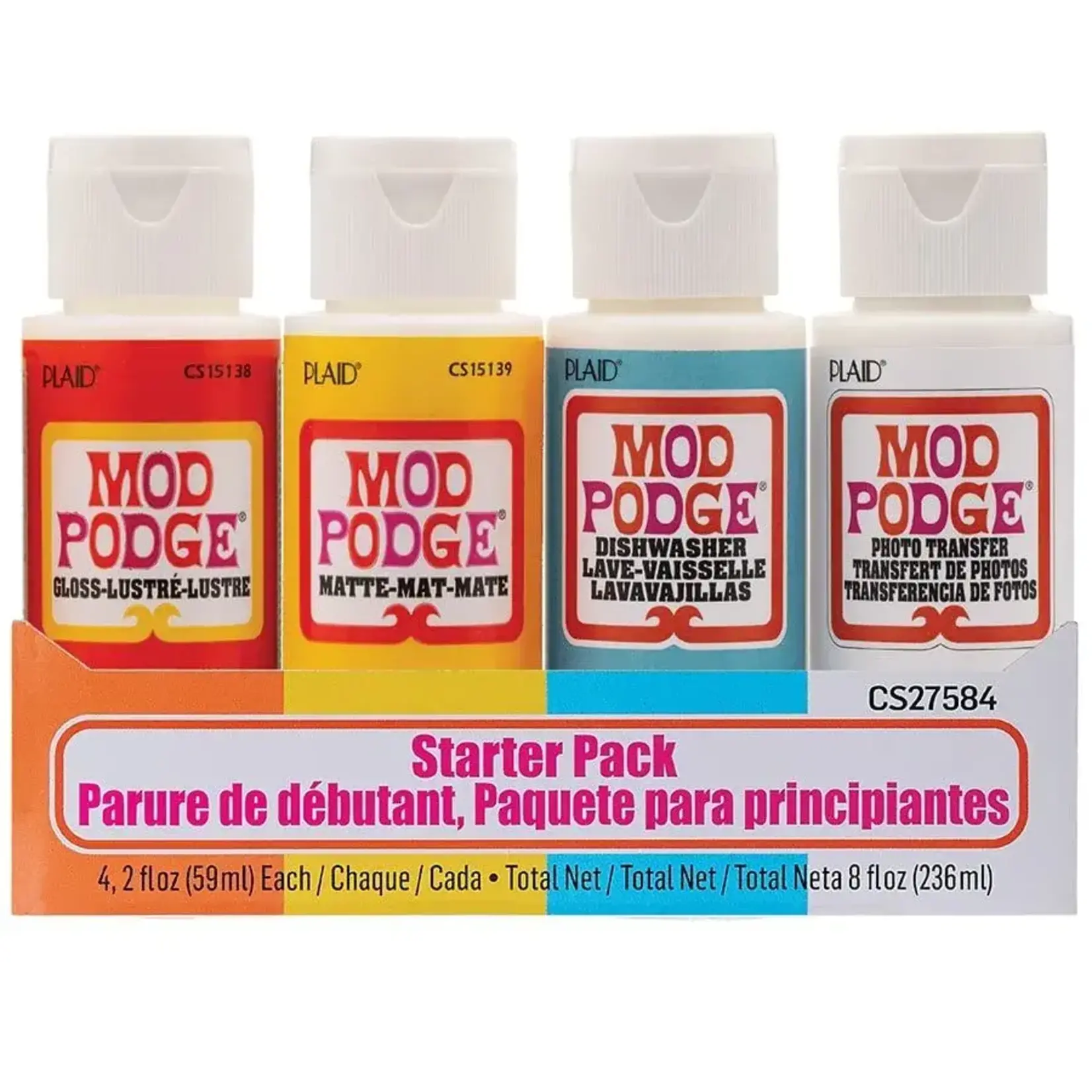Plaid Crafts 27584 Mod Podge 4 Piece Set 2oz Gloss, Matt, Dishwasher Safe, Photo Transfer