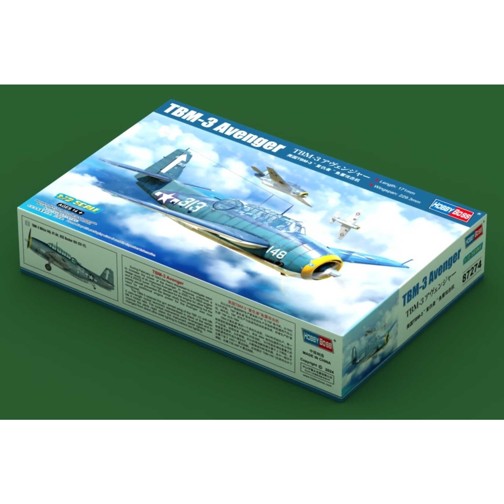 Hobby Boss 87274 1/72 TBM3 Avenger Torpedo Bomber