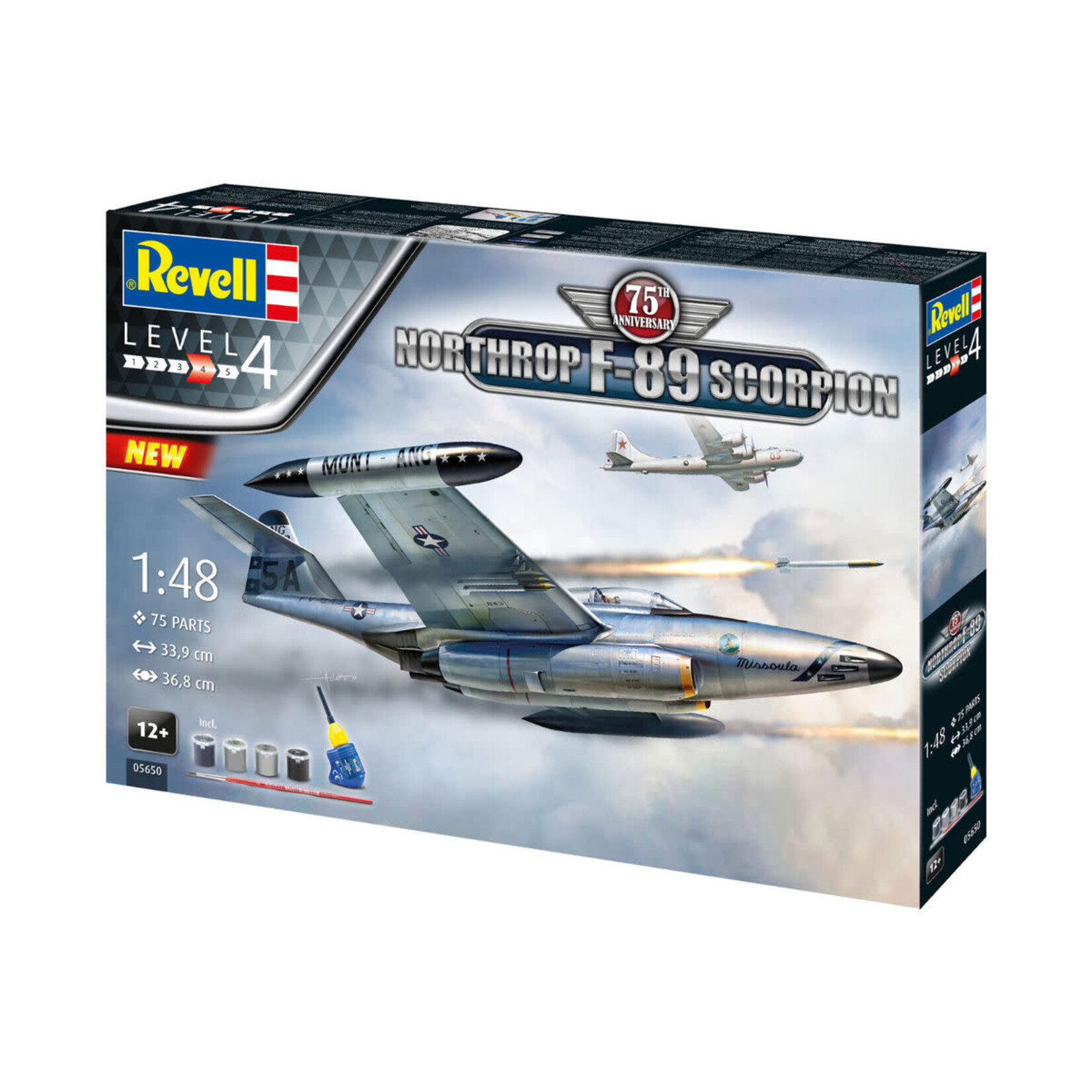 Revell 5650 1/48 F89 Scorpion USAF Fighter 75th Anniv w/ Paint & Glue
