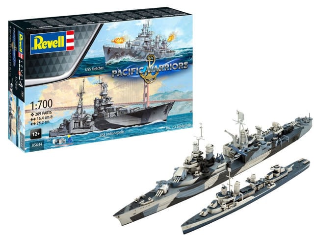 5644 1/700 Pacific Warriors USS Fletcher Destroyer & Indianapolis Cruiser w/ Paint & Glue