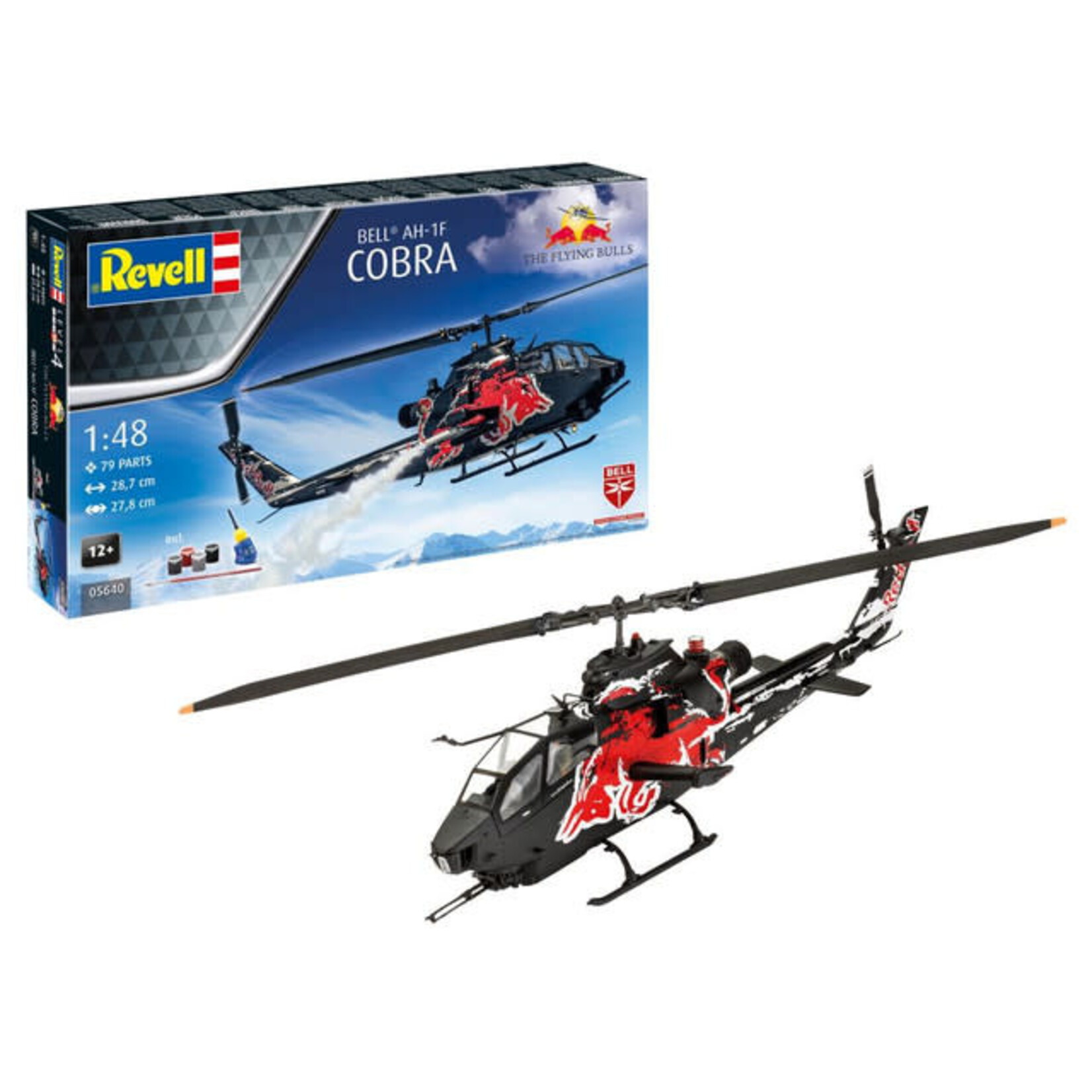 Revell 5640 1/48 AH1F Cobra Helicopter Flying Bulls 25th Anniv w/ Paint & Glue