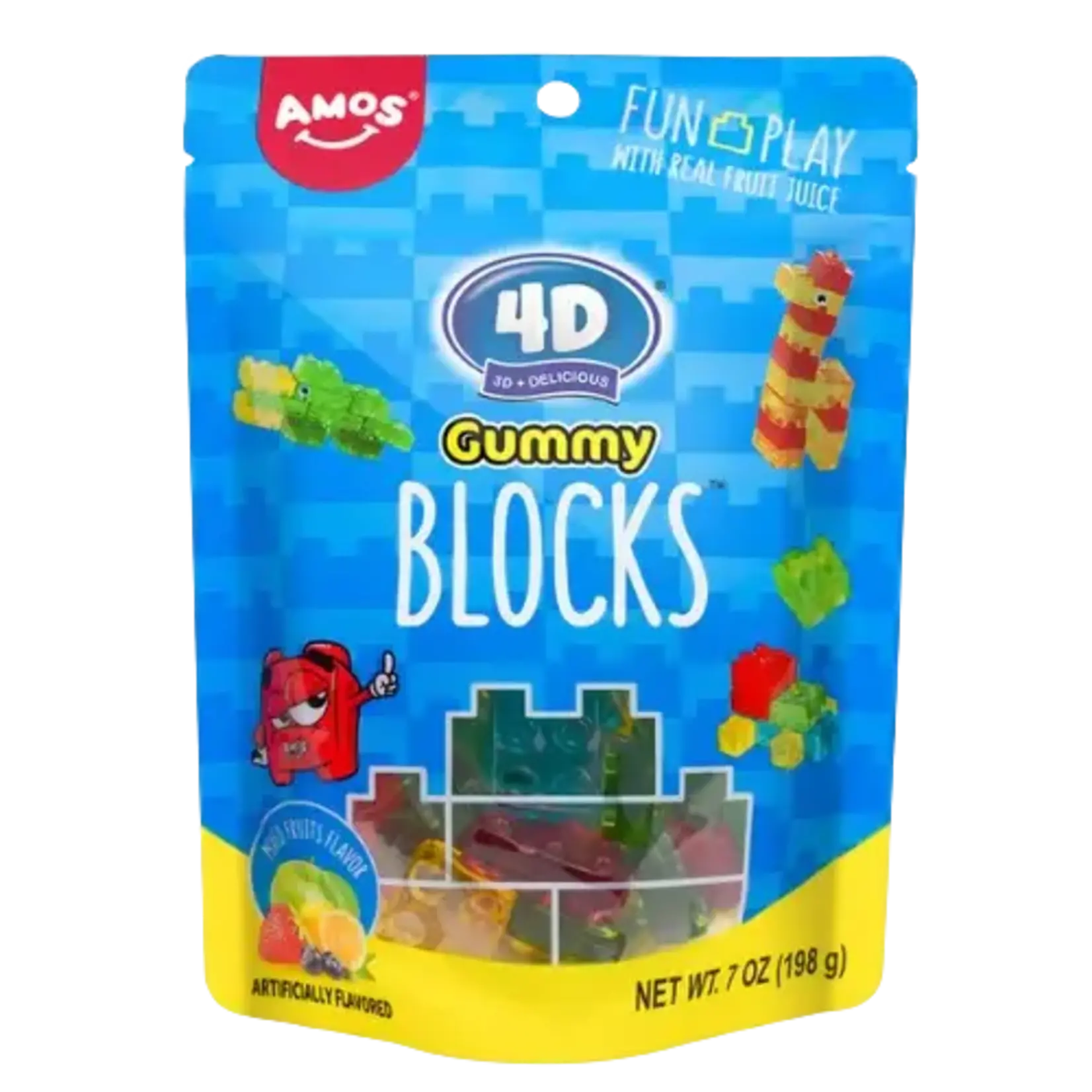 Amos 4D Gummy Blocks Mixed Fruit 7oz