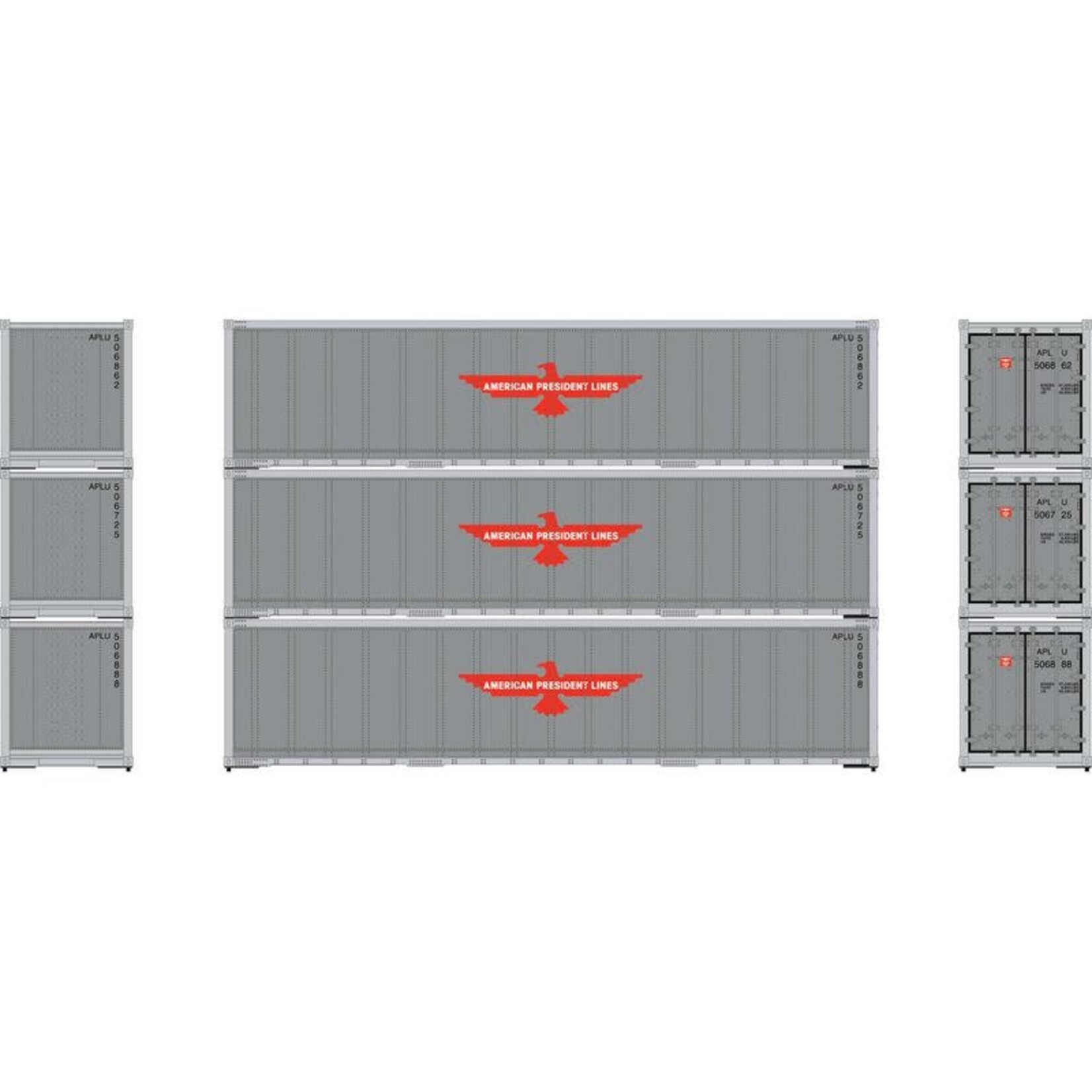 Athearn 63385 HO 40' Smooth Side Containers, APL #1 (3)