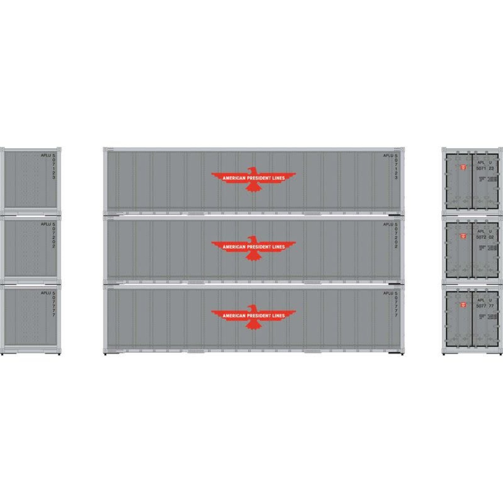 Athearn 63386 HO 40' Smooth Side Containers, APL #2 (3)