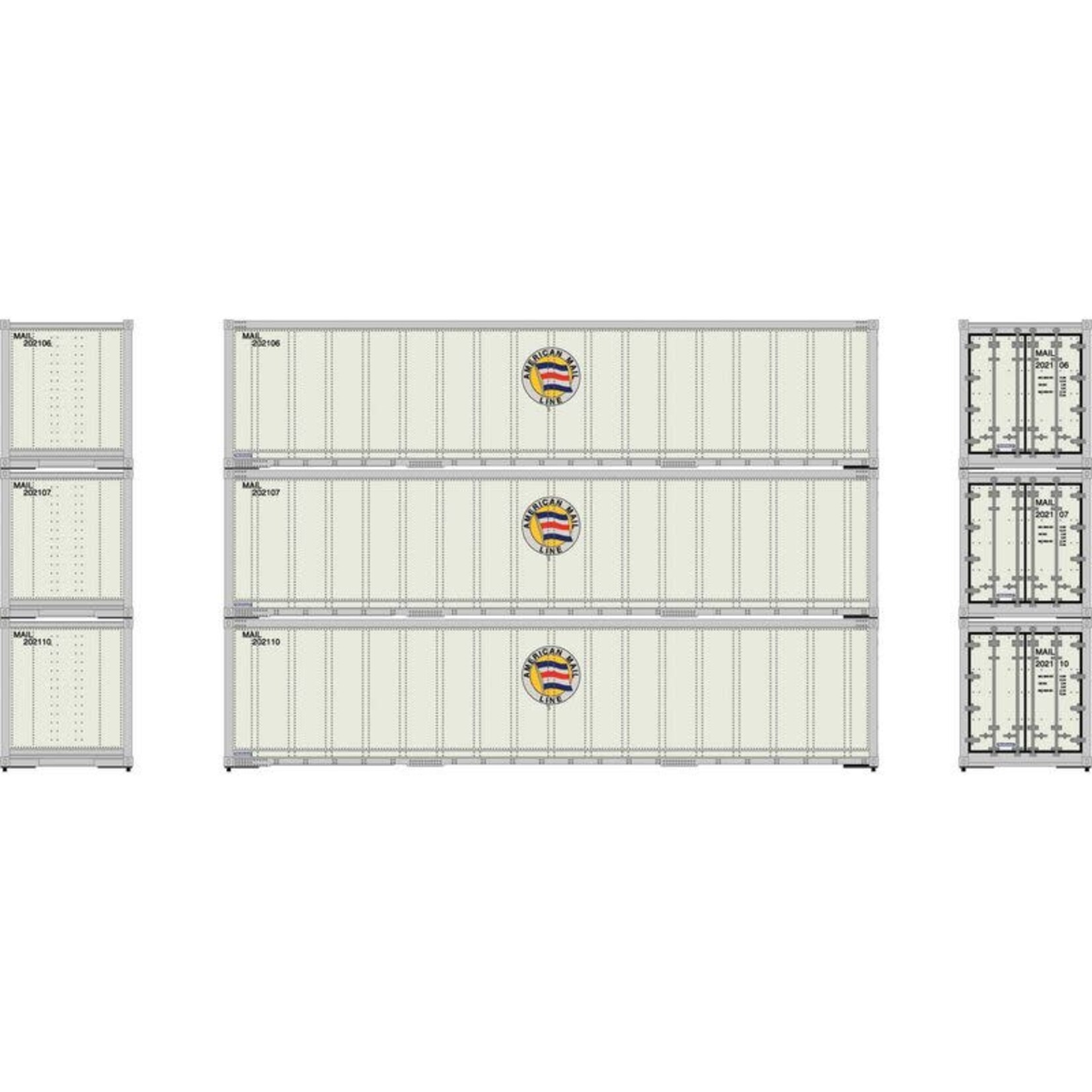 Athearn 63387 HO 40' Smooth Side Containers, AML #1 (3)