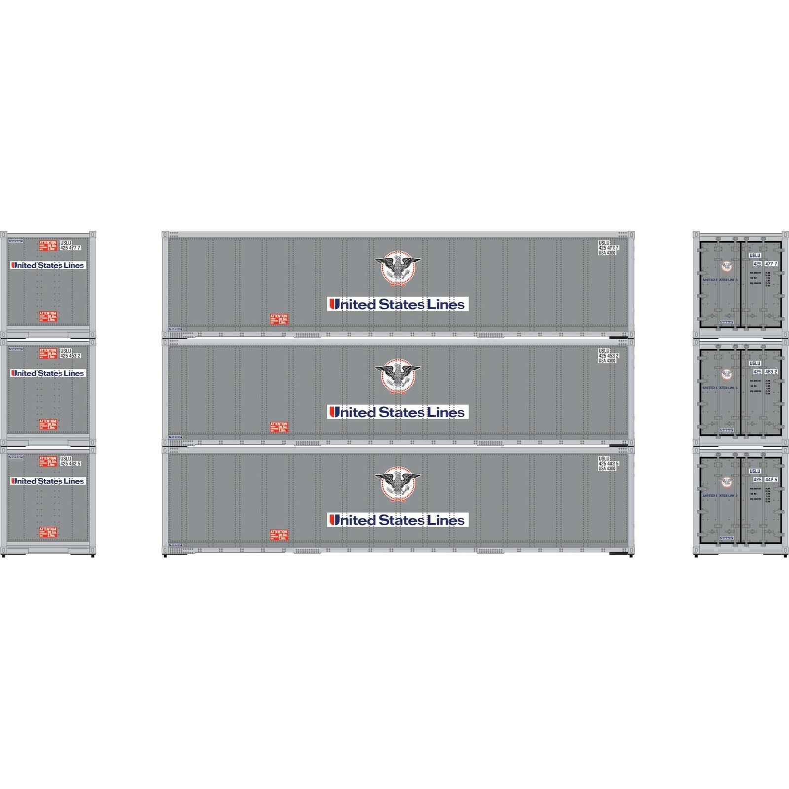 63390 HO 40' Smooth Side Containers, USLU #2 (3)