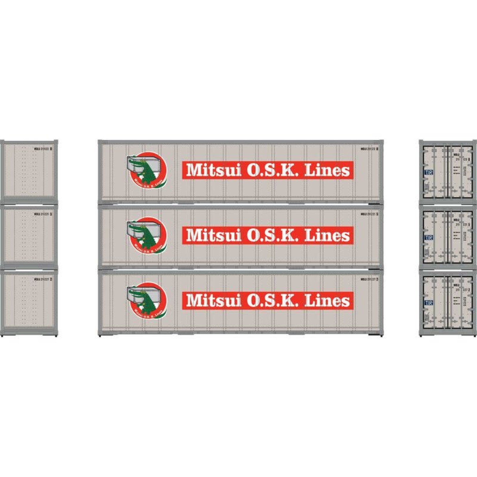 Athearn 63396 HO 40' Smooth Side Containers, MOLU #2 (3)