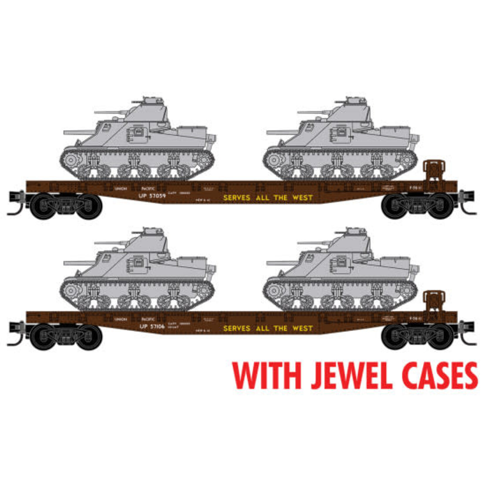 Micro Trains Line 98302263 N Union Pacific Flat w M3 Tanks - 2 Pack