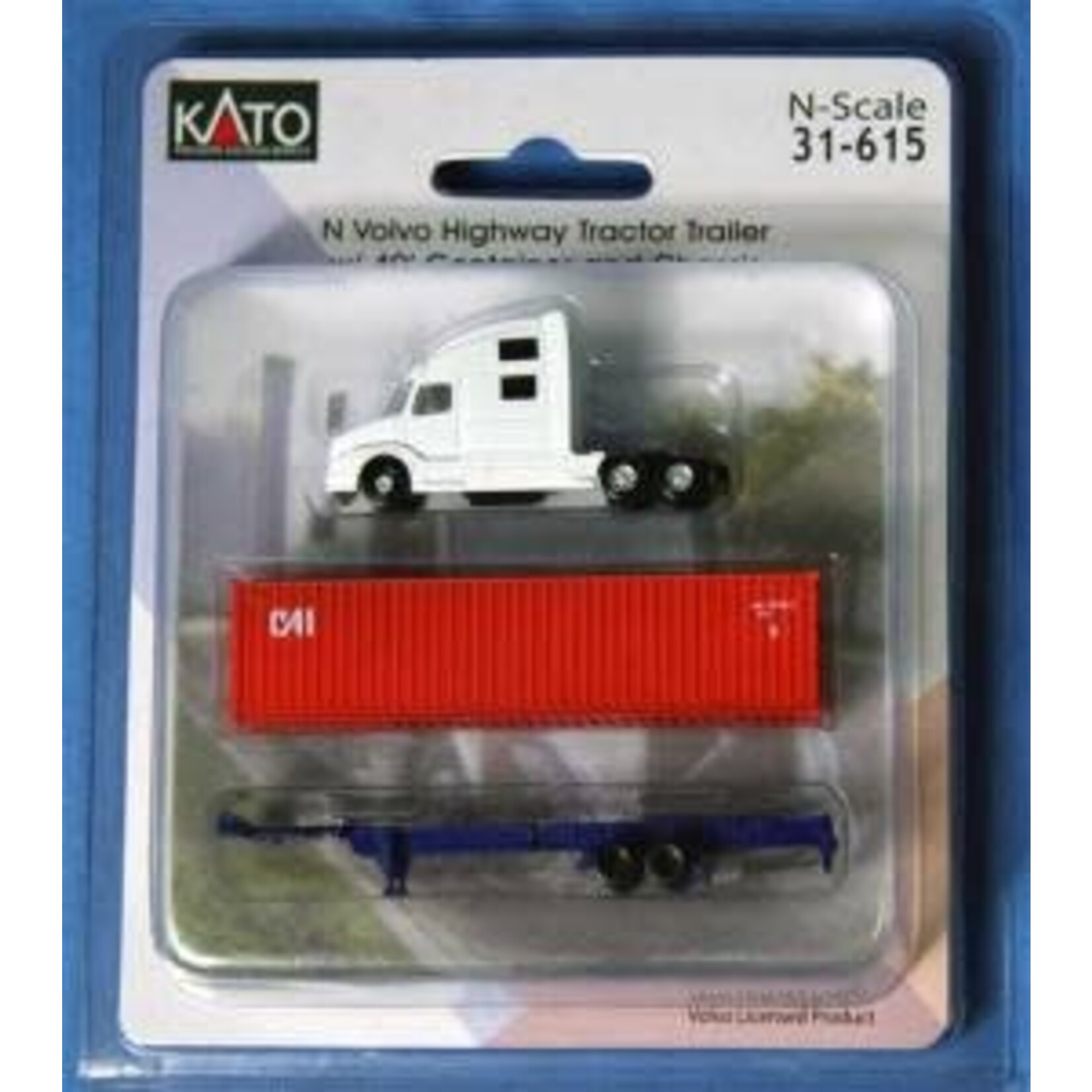 Kato 31615 N Volvo Truck - White w/ 40? CAI Container & Chassis