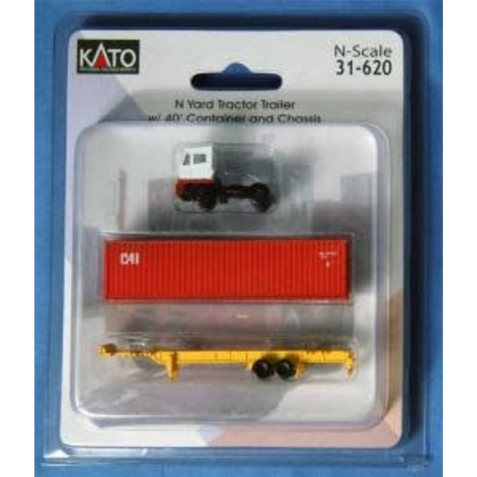 Kato 31620 N Yard Tractor - White w/ 40' CAI Container & Chassis
