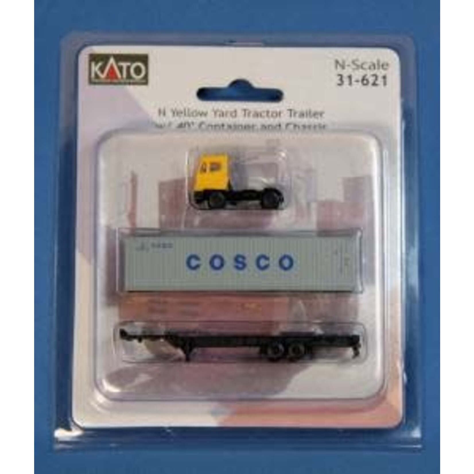 Kato 31621 N Yard Tractor - Yellow w/ 40? Cosco Container & Chassis