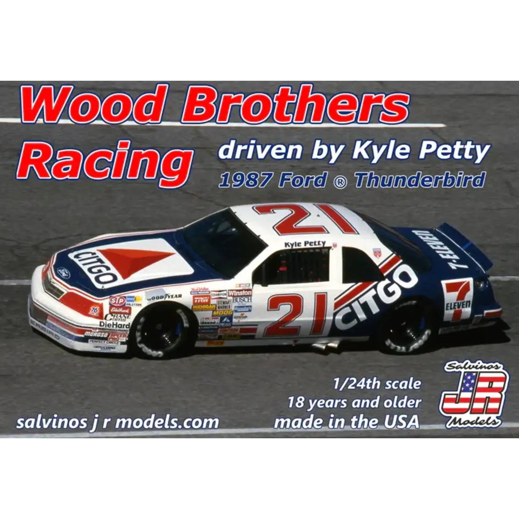 Salvinos WBF1987KPDA 1/24 1987 Ford Thunderbird Wood Brothers Racing Kyle Petty