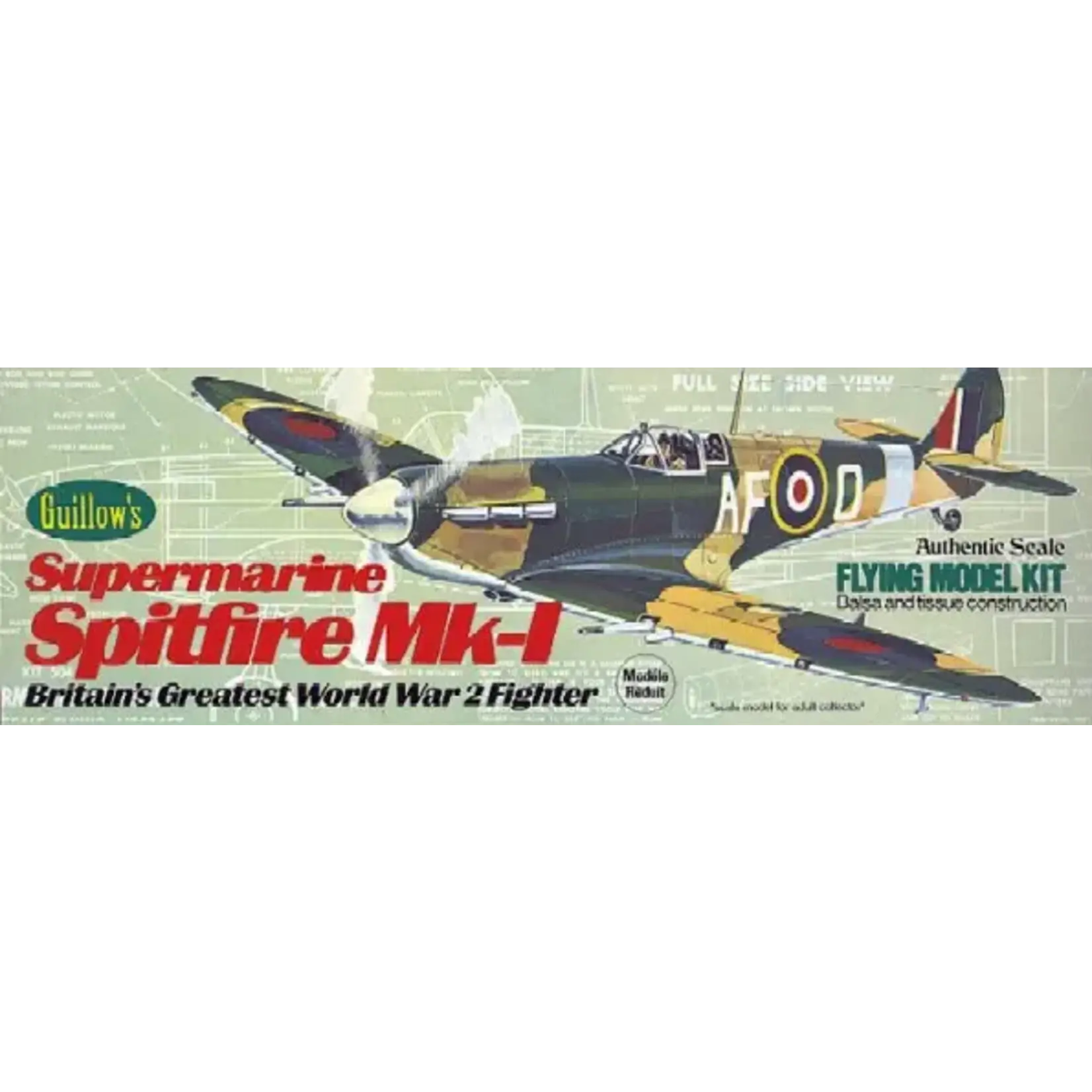 Guillows 504 Supermarine Spitfire MK1 Kit - 16 1/2" Wingspan