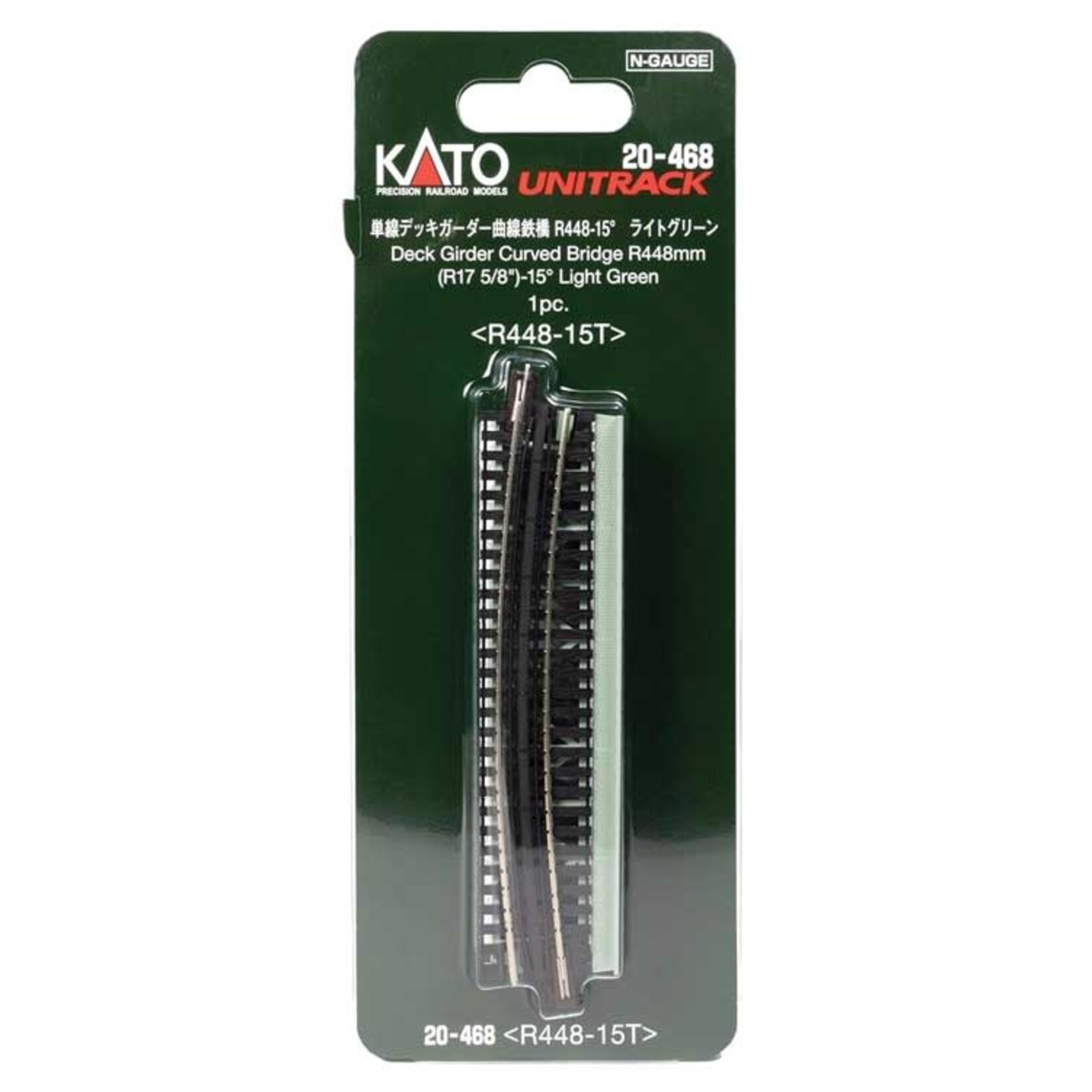 Kato 20468 N Curved Deck Girder Bridge Light Green - 17.6 Rad/15 Deg