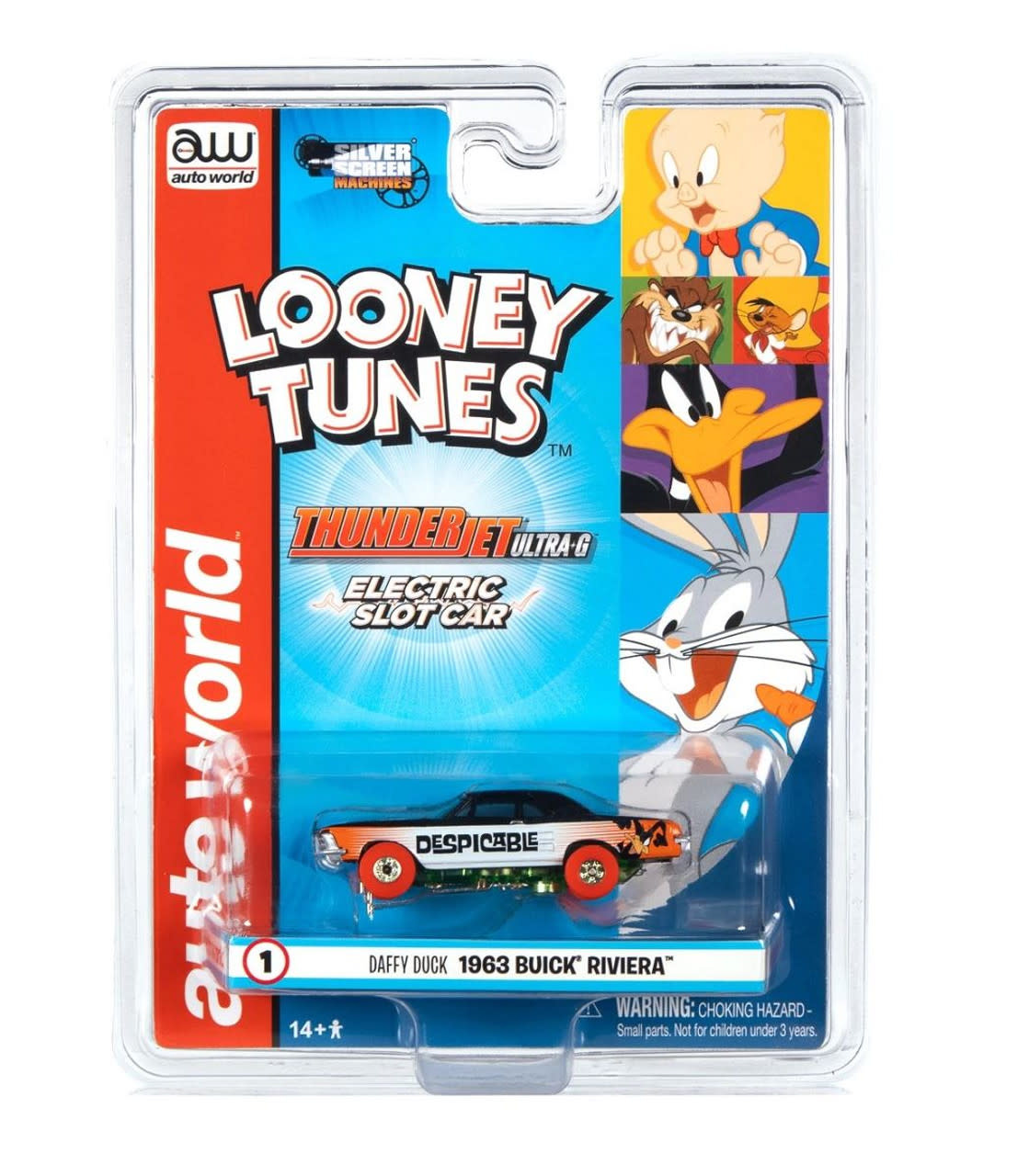 363 Thunderjet Ultra G Silver Screen Looney Tunes Slot Car Daffy Duck 1963 Buick Riviera