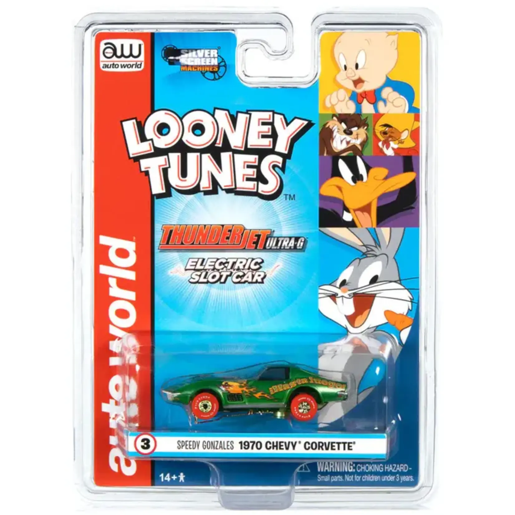 Auto World 363 Thunderjet Ultra G Silver Screen Looney Tunes Slot Car Speedy Gonzales 1970 Chev Corvette