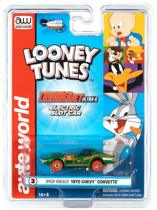 363 Thunderjet Ultra G Silver Screen Looney Tunes Slot Car Speedy Gonzales 1970 Chev Corvette