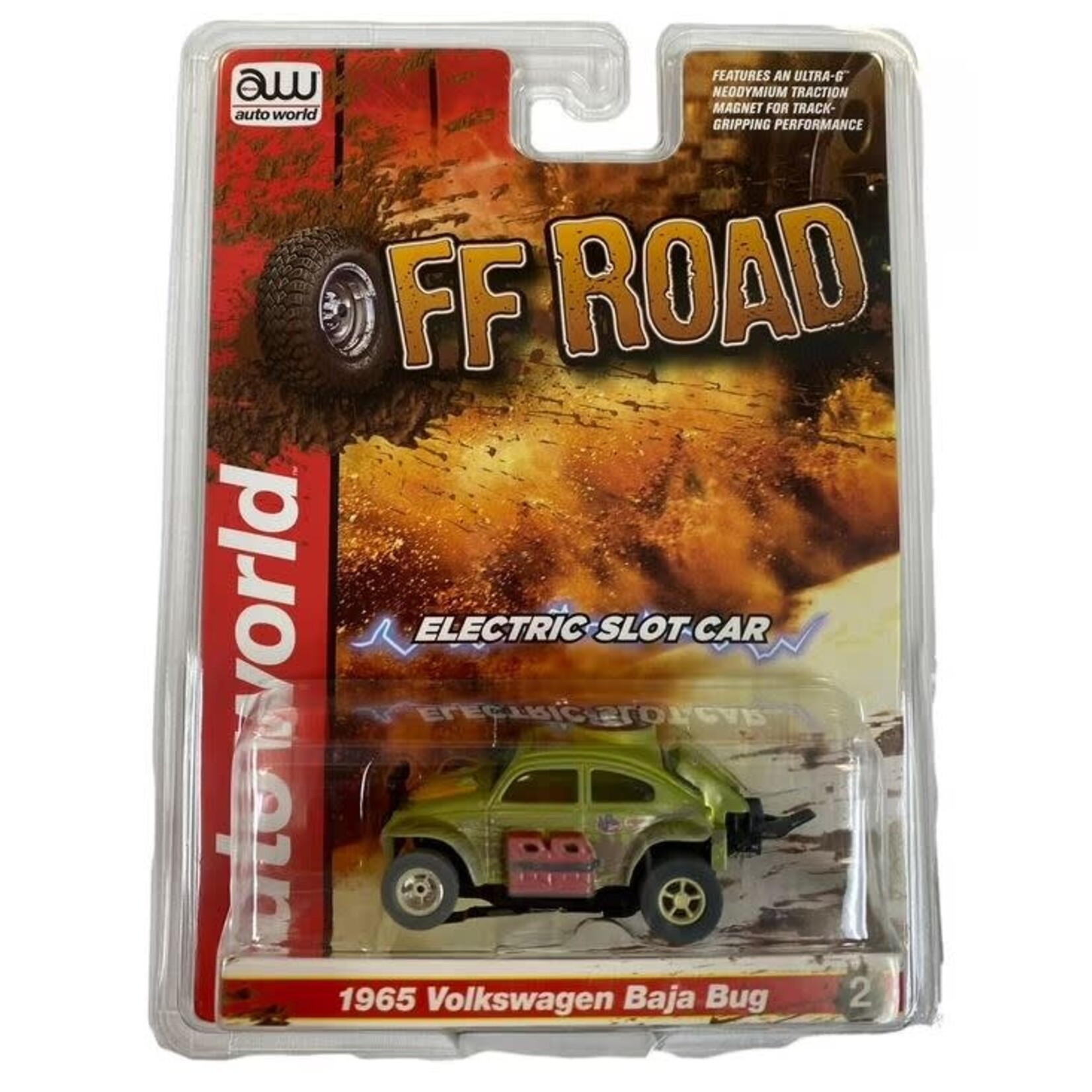 Auto World 375 Thunderjet Ultra-G X-Traction Off-Road Slot Car 1965 Volkswagen Baja Bug Green
