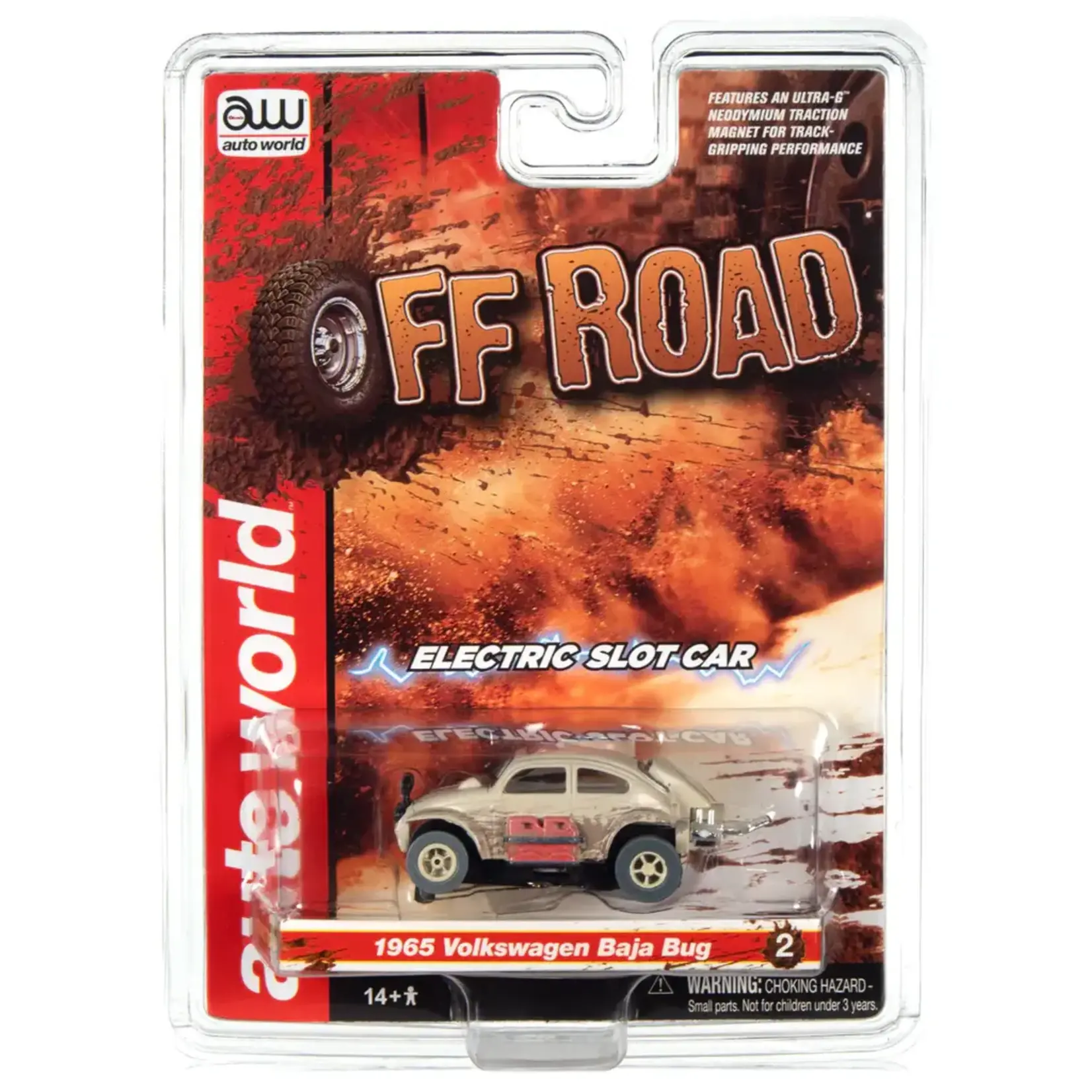 Auto World 375 Thunderjet Ultra-G X-Traction Off-Road Slot Car 1965 Volkswagen Baja Bug White