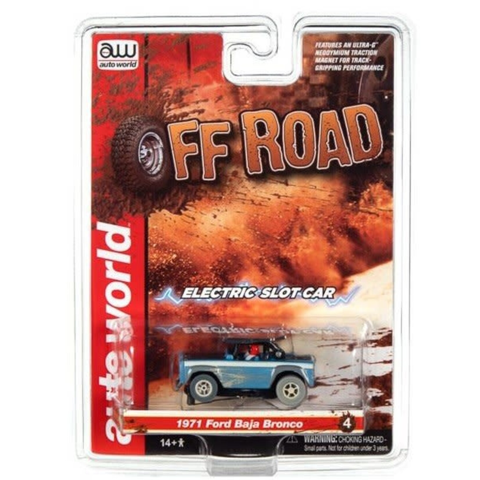 Auto World 375 Thunderjet Ultra-G X-Traction Off-Road Slot Car 1971 Ford Baja Bronco Blue