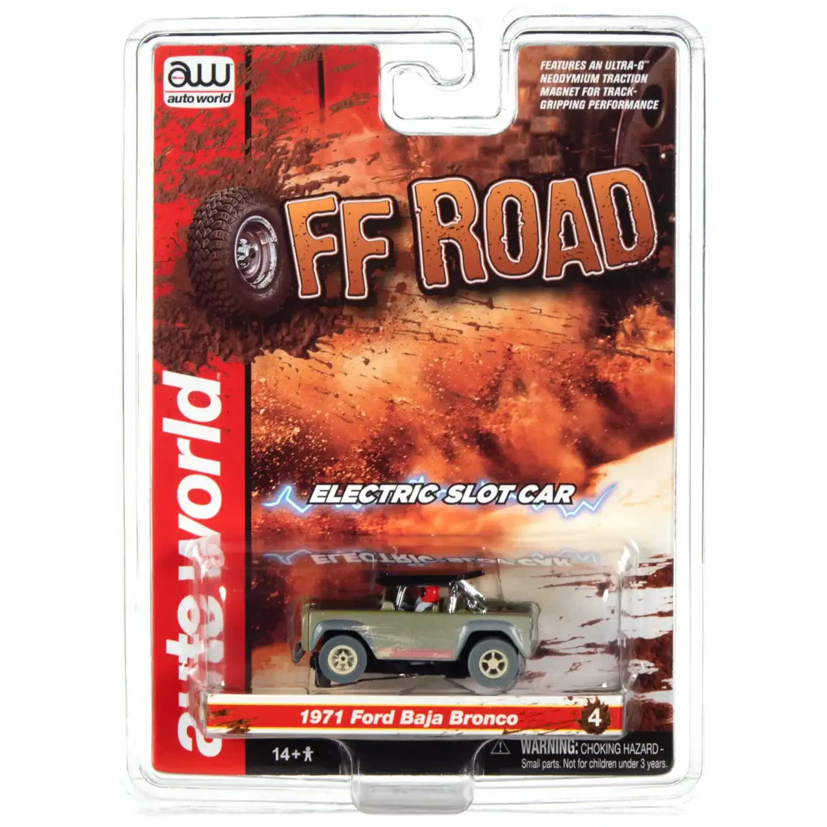 Auto World 375 Thunderjet Ultra-G X-Traction Off-Road Slot Car 1971 Ford Baja Bronco Green
