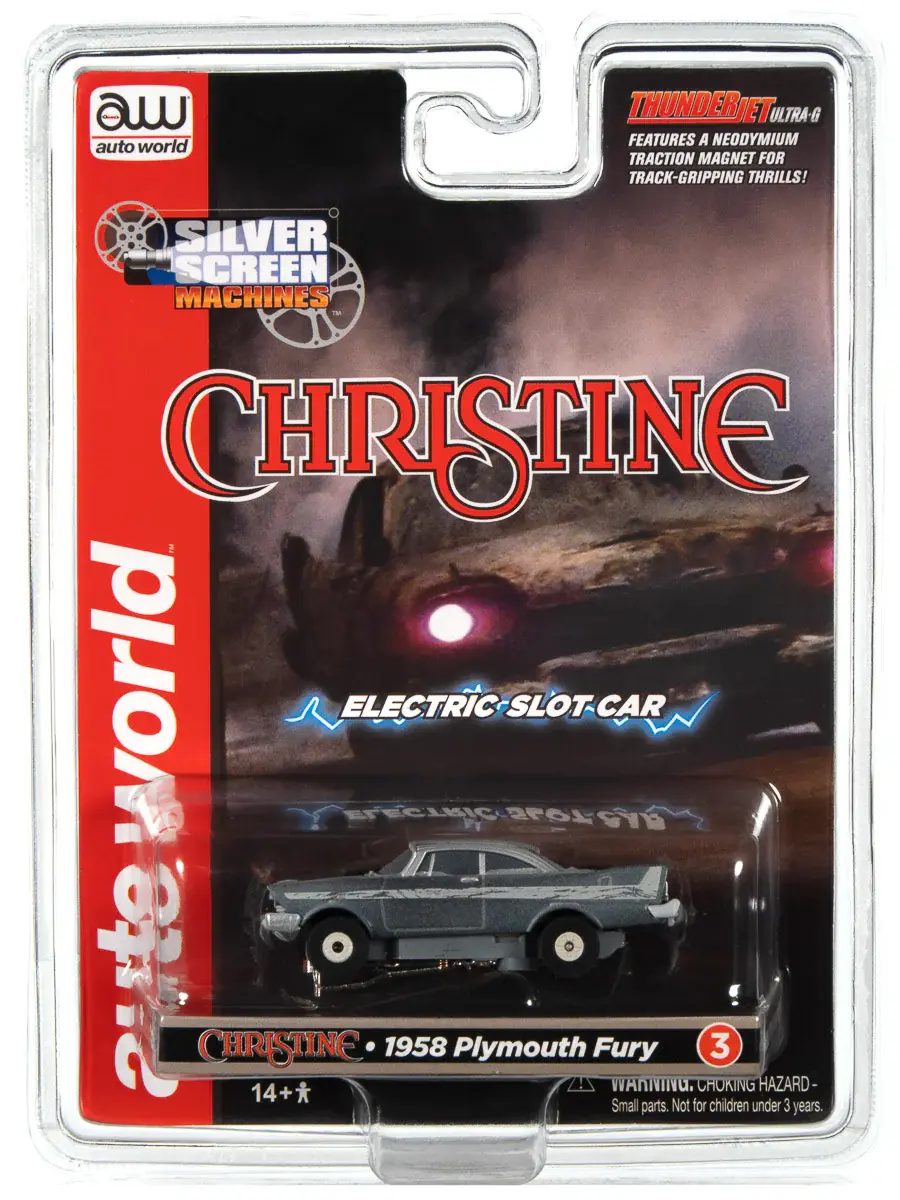 381 Thunderjet Silver Screen Machines Slot Car Christine 1958 Plymouth Fury After Fire