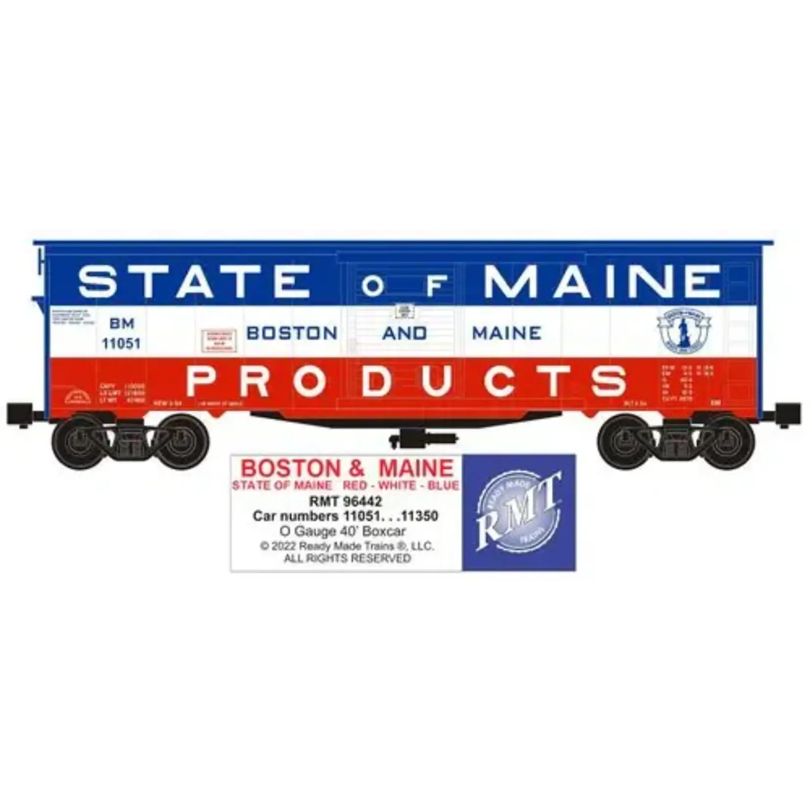 Ready Made Trains 96442 O Boxcar B&M Red, White & Blue